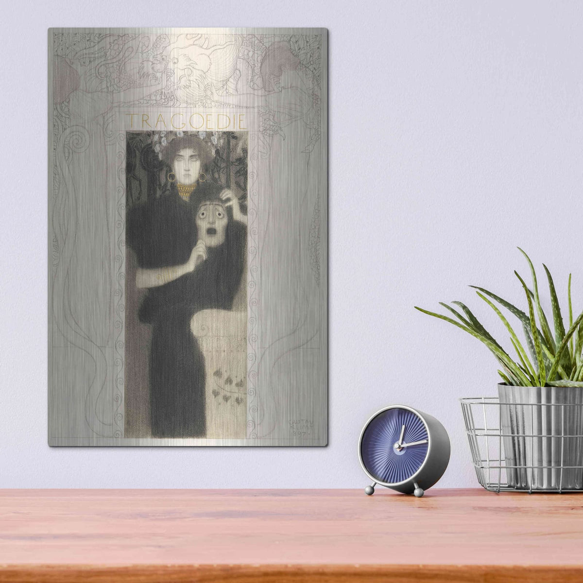 'Tragodie' by Gustav Klimt – Metal Wall Art, 12x16 room view