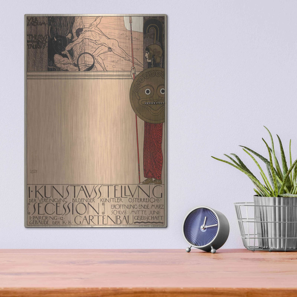 'Plakat der 1. Ausstellung der Secession' by Gustav Klimt – Metal Wall Art, 12x16 room view