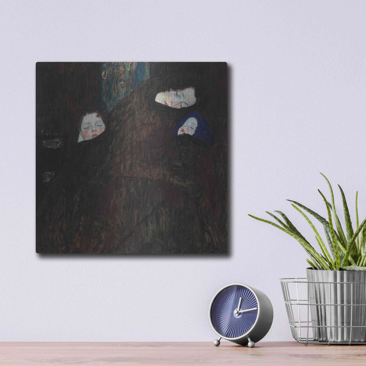 'Mother with Two Children' by Gustav Klimt – Metal Wall Art, 12x12 room view
