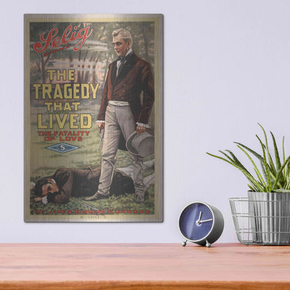 Luxe Metal Art 'The Tragedy That Lived The Fatality Of Love (1914)' by Epic Portfolio, Metal Wall Art,12x16