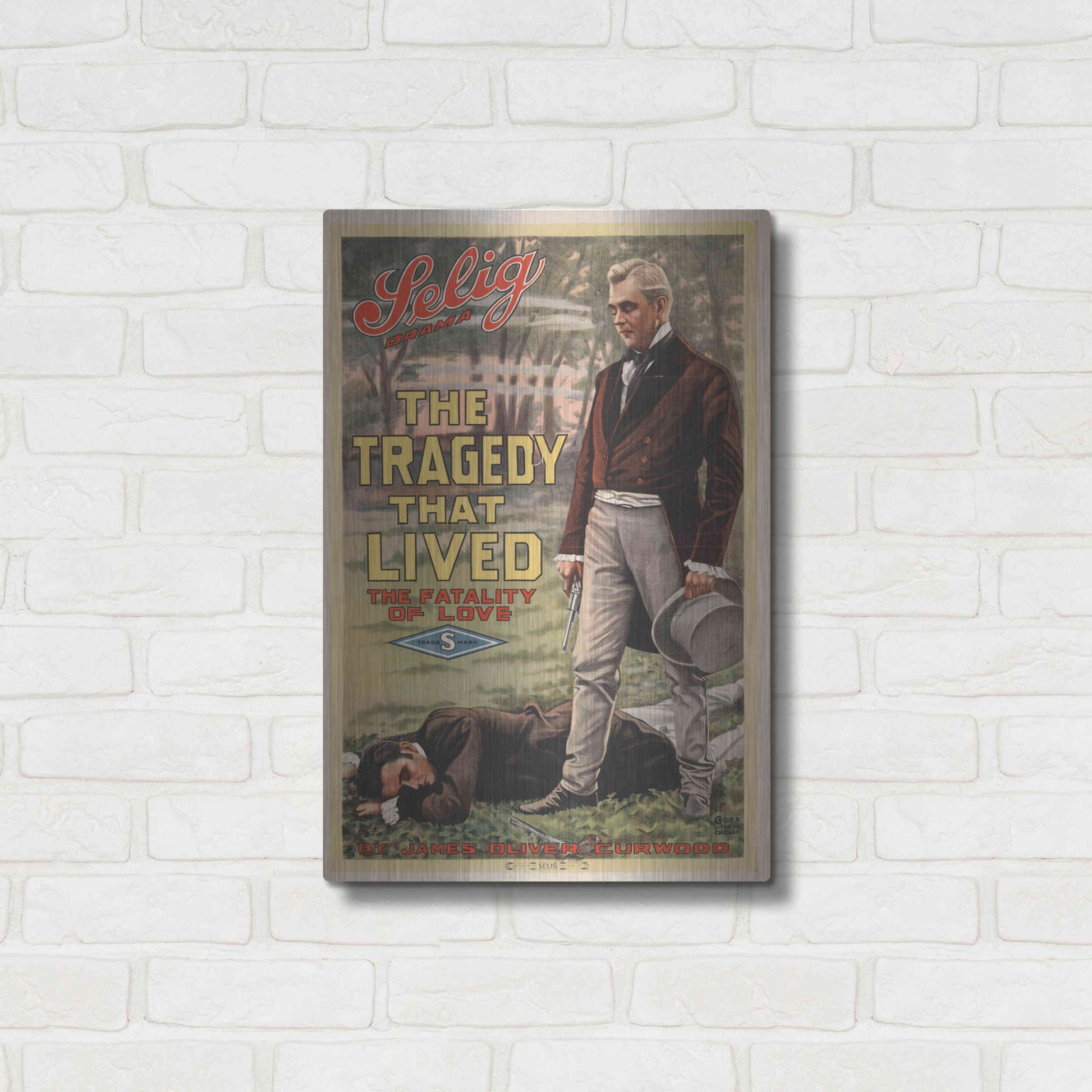 Luxe Metal Art 'The Tragedy That Lived The Fatality Of Love (1914)' by Epic Portfolio, Metal Wall Art,16x24