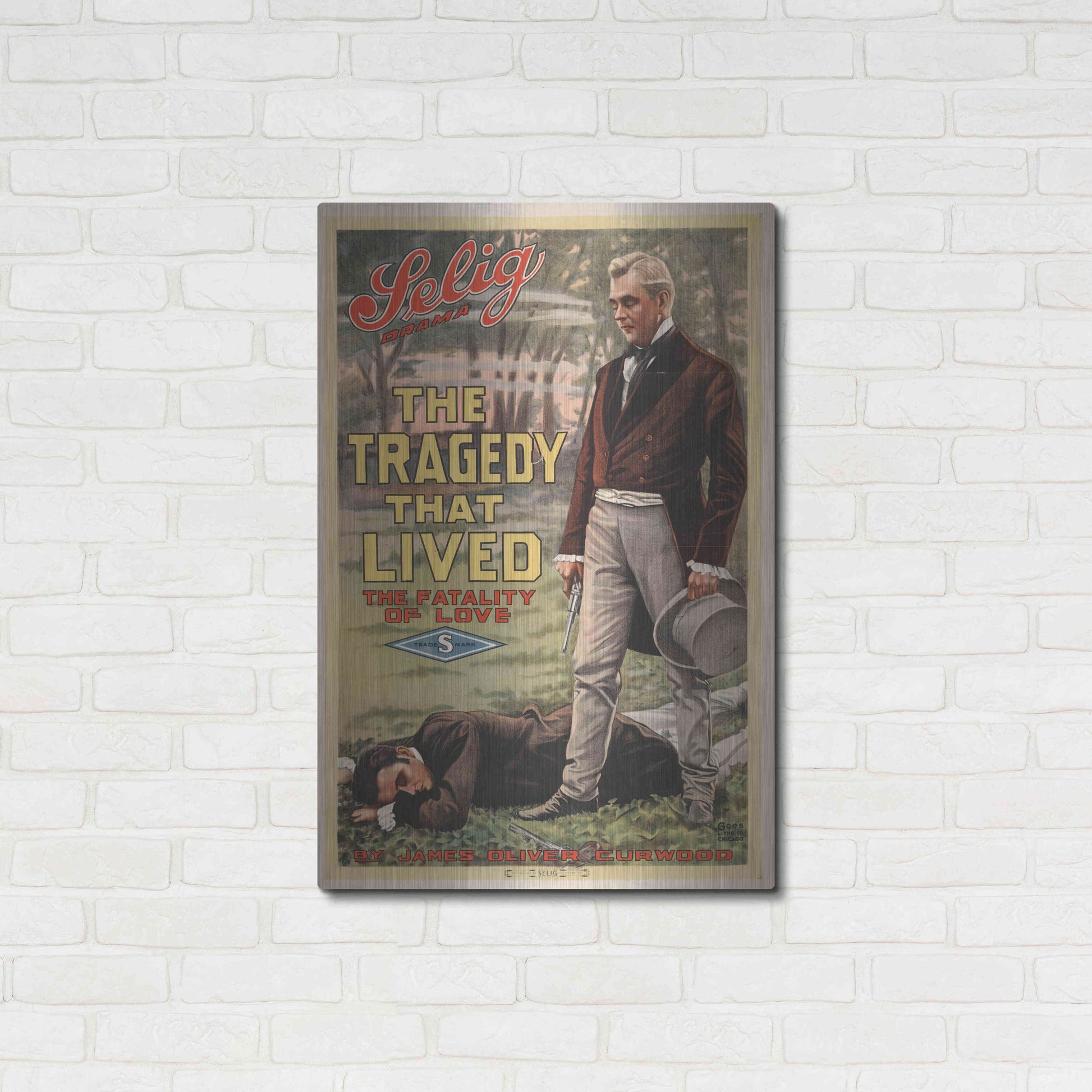 Luxe Metal Art 'The Tragedy That Lived The Fatality Of Love (1914)' by Epic Portfolio, Metal Wall Art,24x36