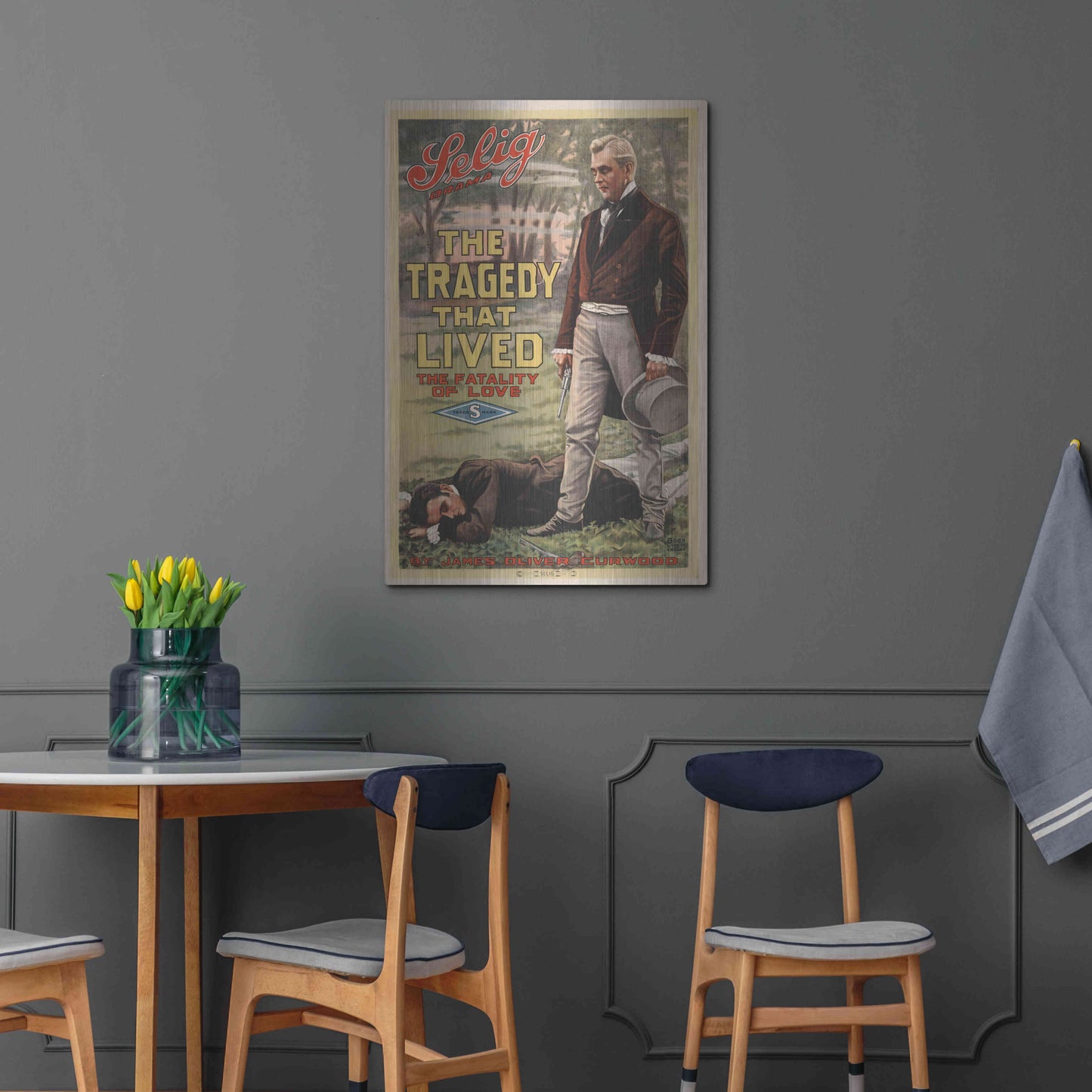 Luxe Metal Art 'The Tragedy That Lived The Fatality Of Love (1914)' by Epic Portfolio, Metal Wall Art,24x36