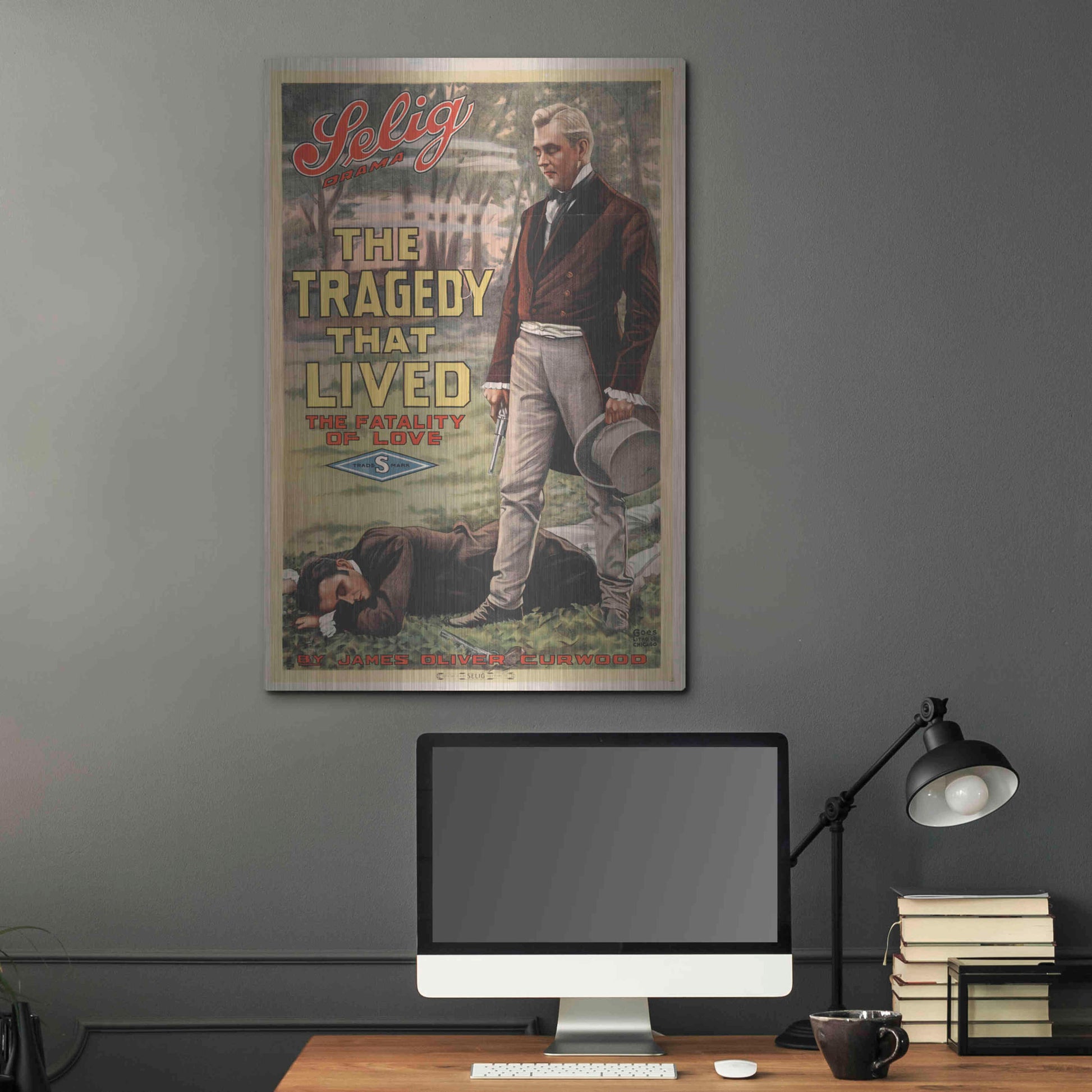 Luxe Metal Art 'The Tragedy That Lived The Fatality Of Love (1914)' by Epic Portfolio, Metal Wall Art,24x36