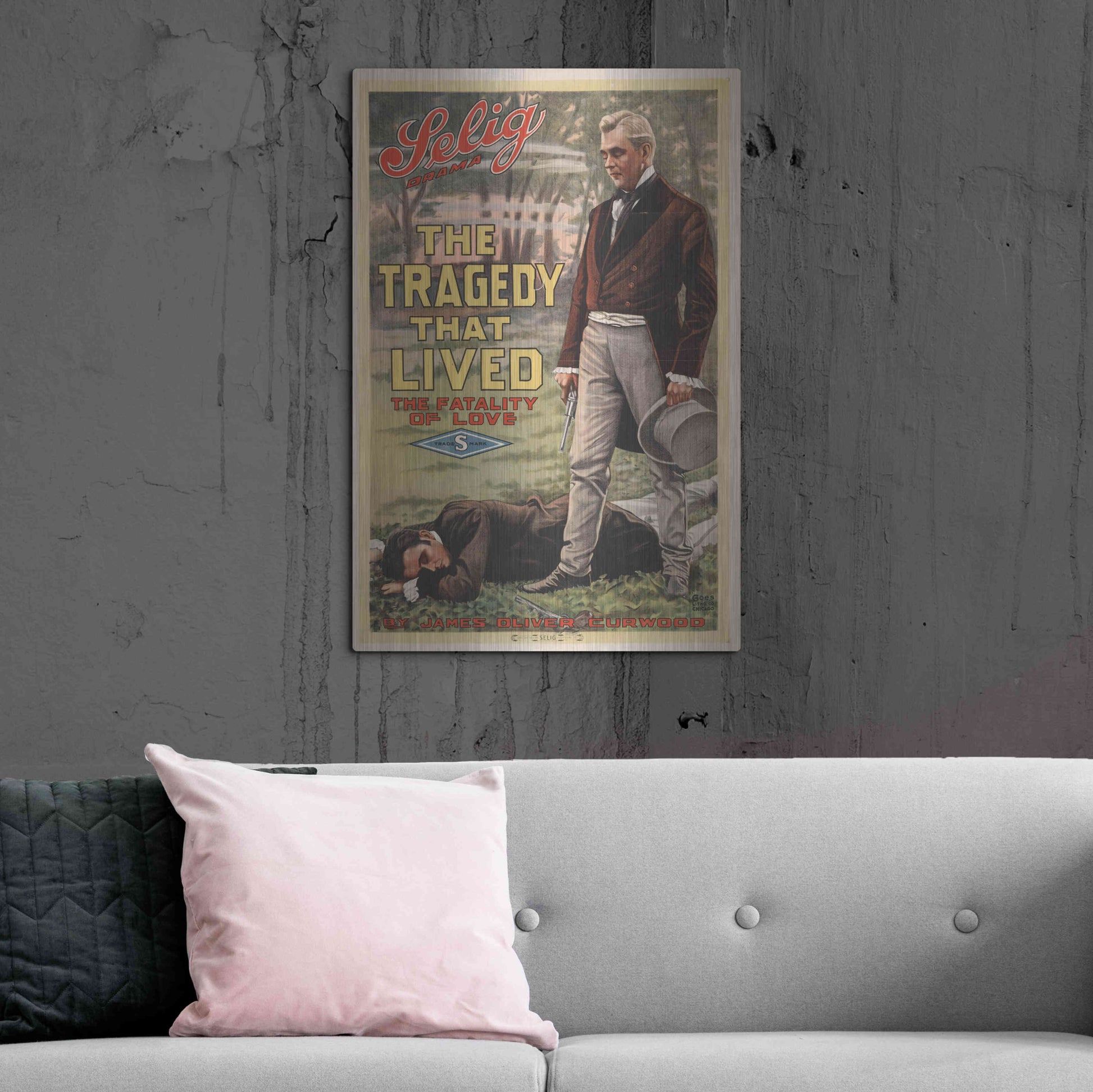 Luxe Metal Art 'The Tragedy That Lived The Fatality Of Love (1914)' by Epic Portfolio, Metal Wall Art,24x36