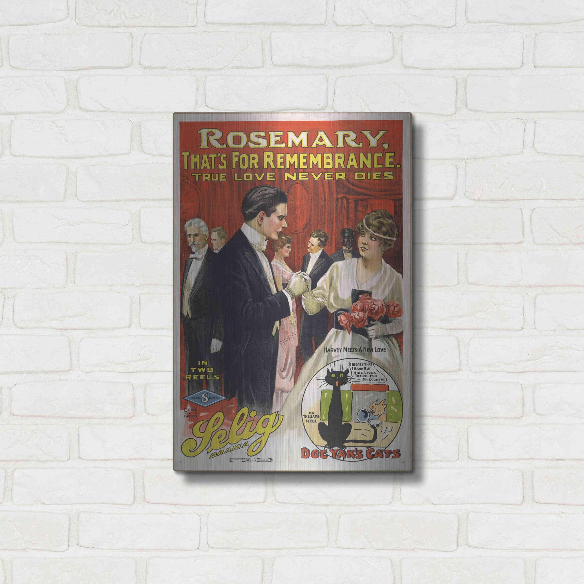 Luxe Metal Art 'Rosemary, That’S For Remembrance (1914)' by Epic Portfolio, Metal Wall Art,16x24