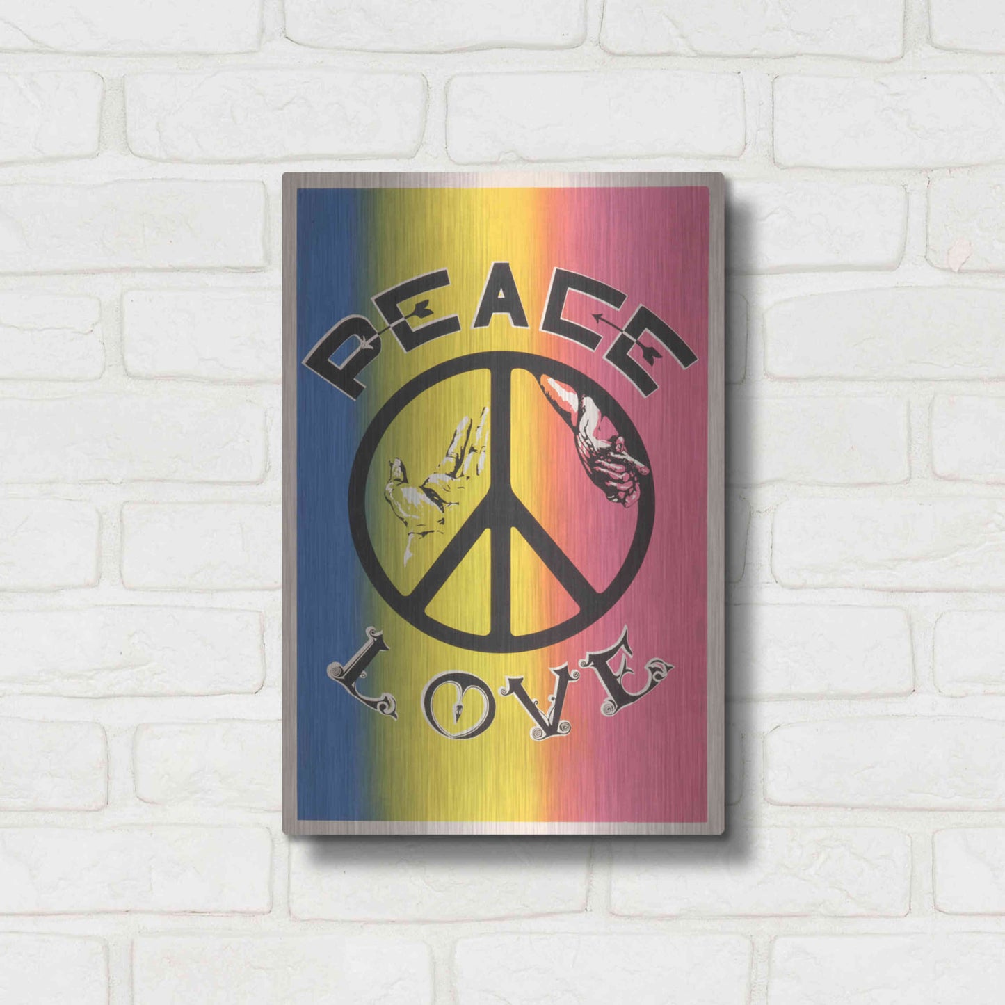 Luxe Metal Art 'Peace, Love' by Epic Portfolio, Metal Wall Art,12x16