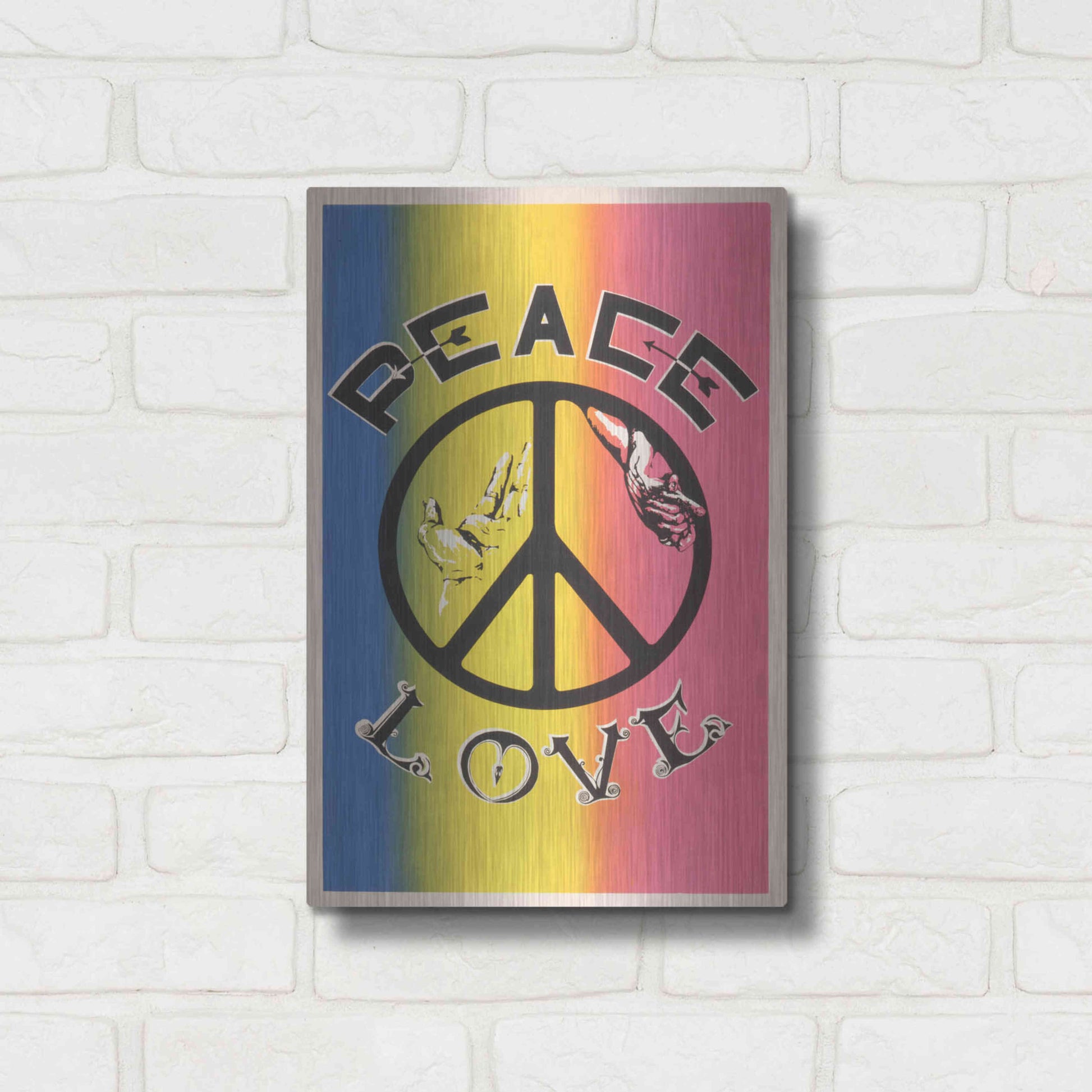 Luxe Metal Art 'Peace, Love' by Epic Portfolio, Metal Wall Art,12x16