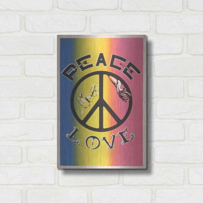 Luxe Metal Art 'Peace, Love' by Epic Portfolio, Metal Wall Art,12x16