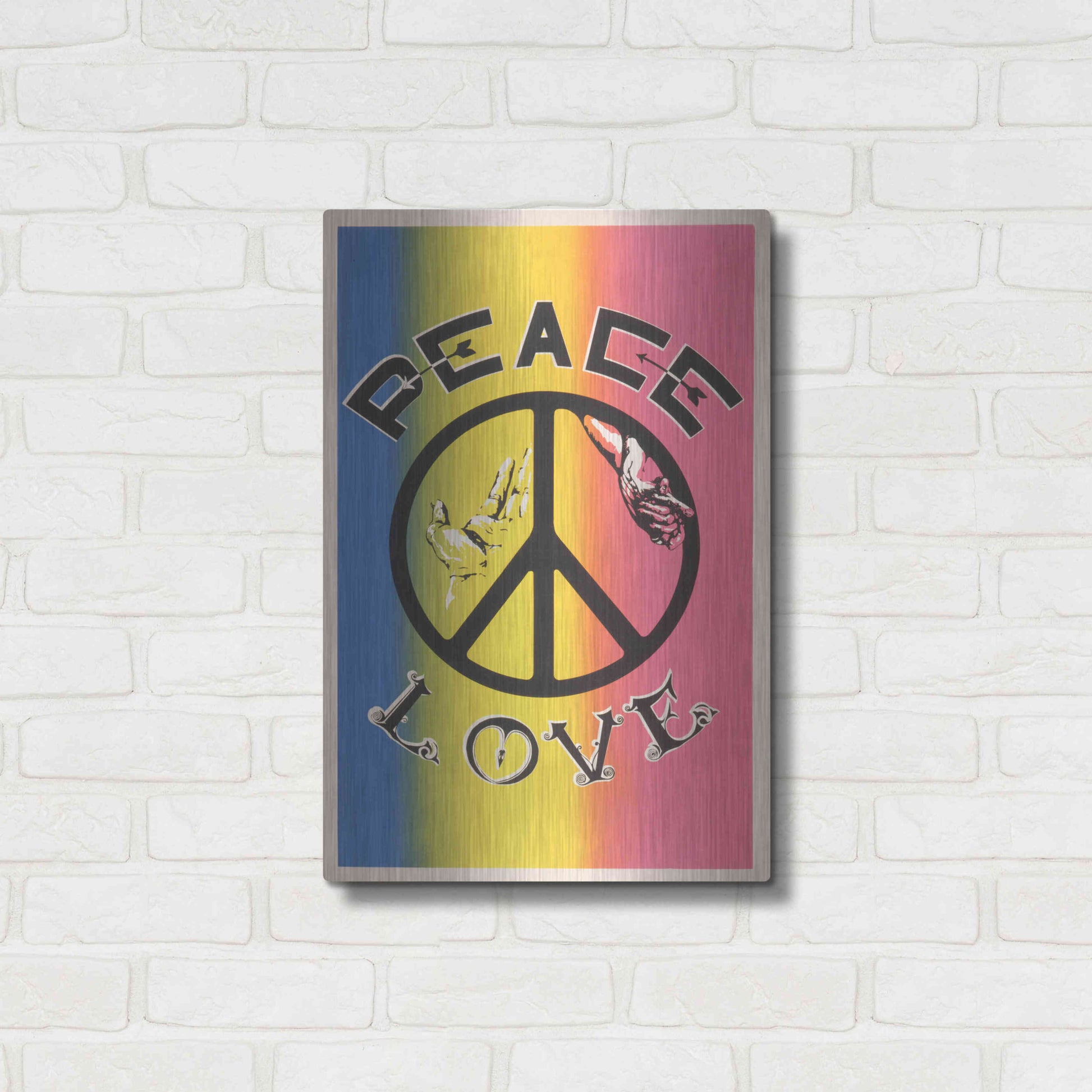 Luxe Metal Art 'Peace, Love' by Epic Portfolio, Metal Wall Art,16x24