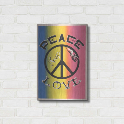 Luxe Metal Art 'Peace, Love' by Epic Portfolio, Metal Wall Art,16x24