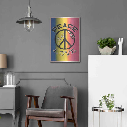 Luxe Metal Art 'Peace, Love' by Epic Portfolio, Metal Wall Art,16x24