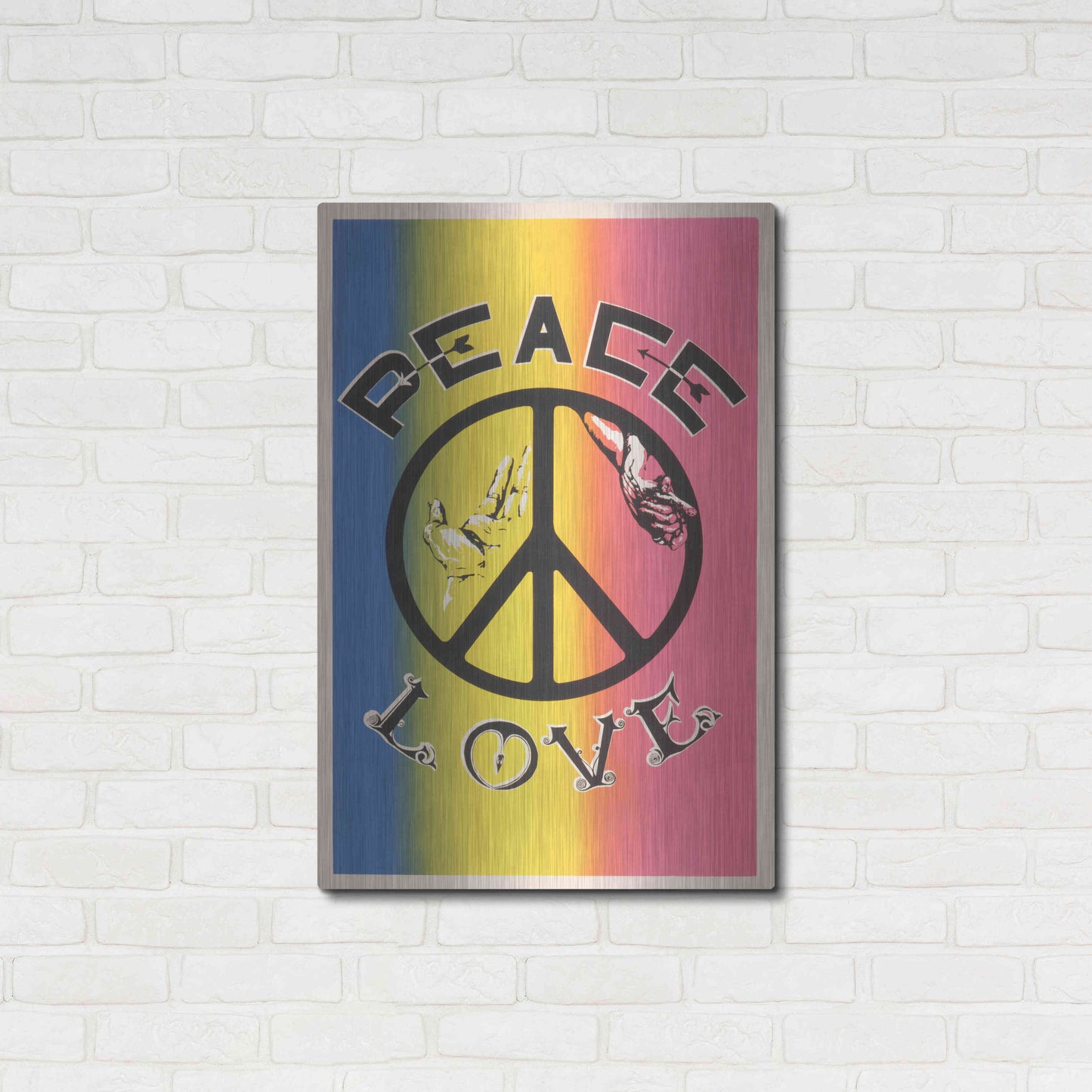 Luxe Metal Art 'Peace, Love' by Epic Portfolio, Metal Wall Art,24x36