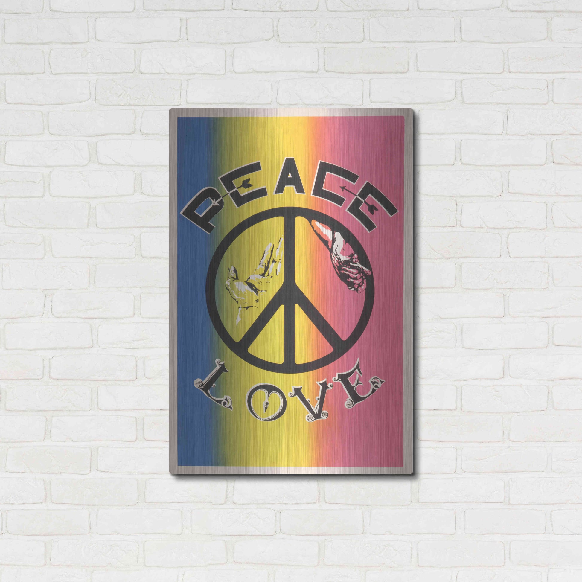 Luxe Metal Art 'Peace, Love' by Epic Portfolio, Metal Wall Art,24x36