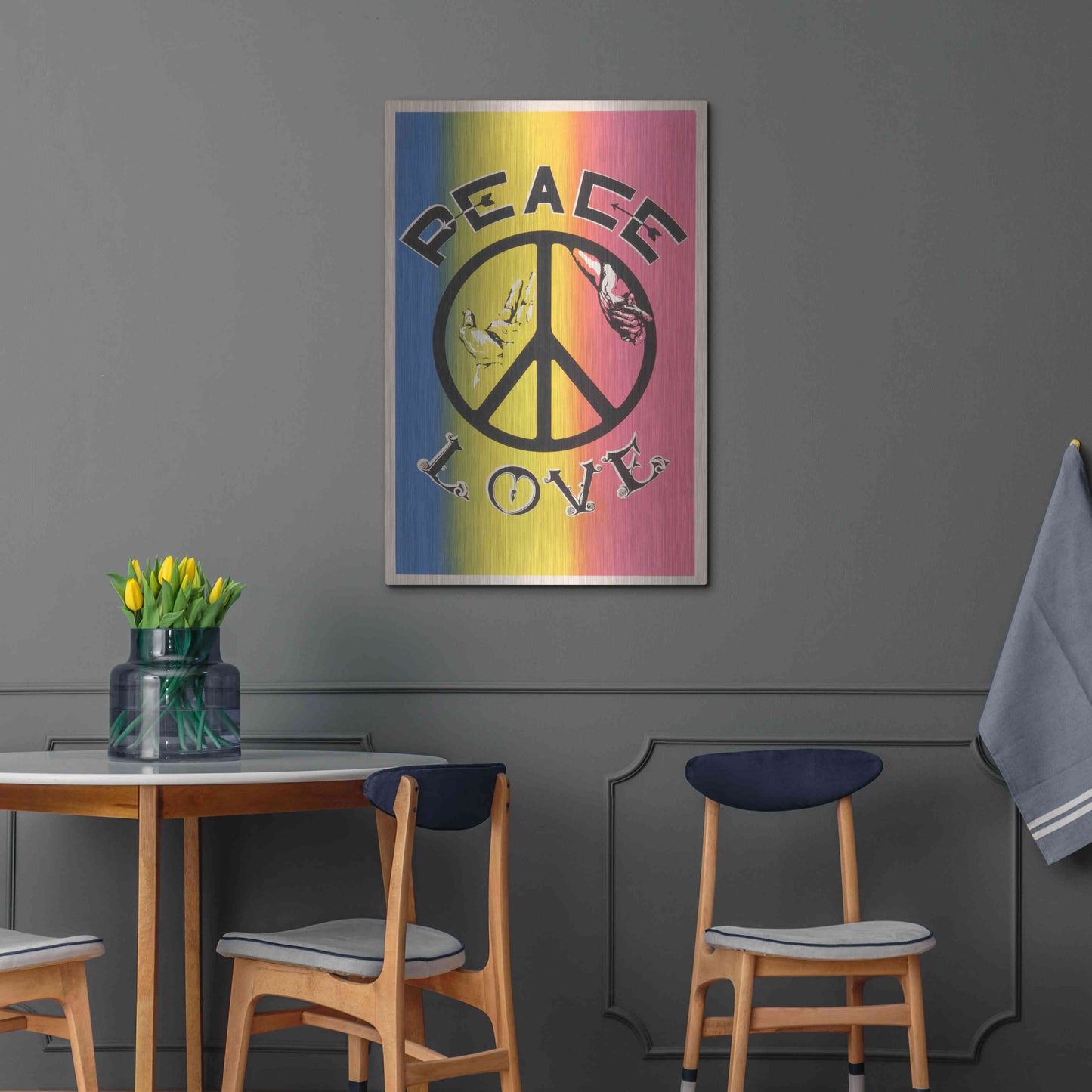 Luxe Metal Art 'Peace, Love' by Epic Portfolio, Metal Wall Art,24x36