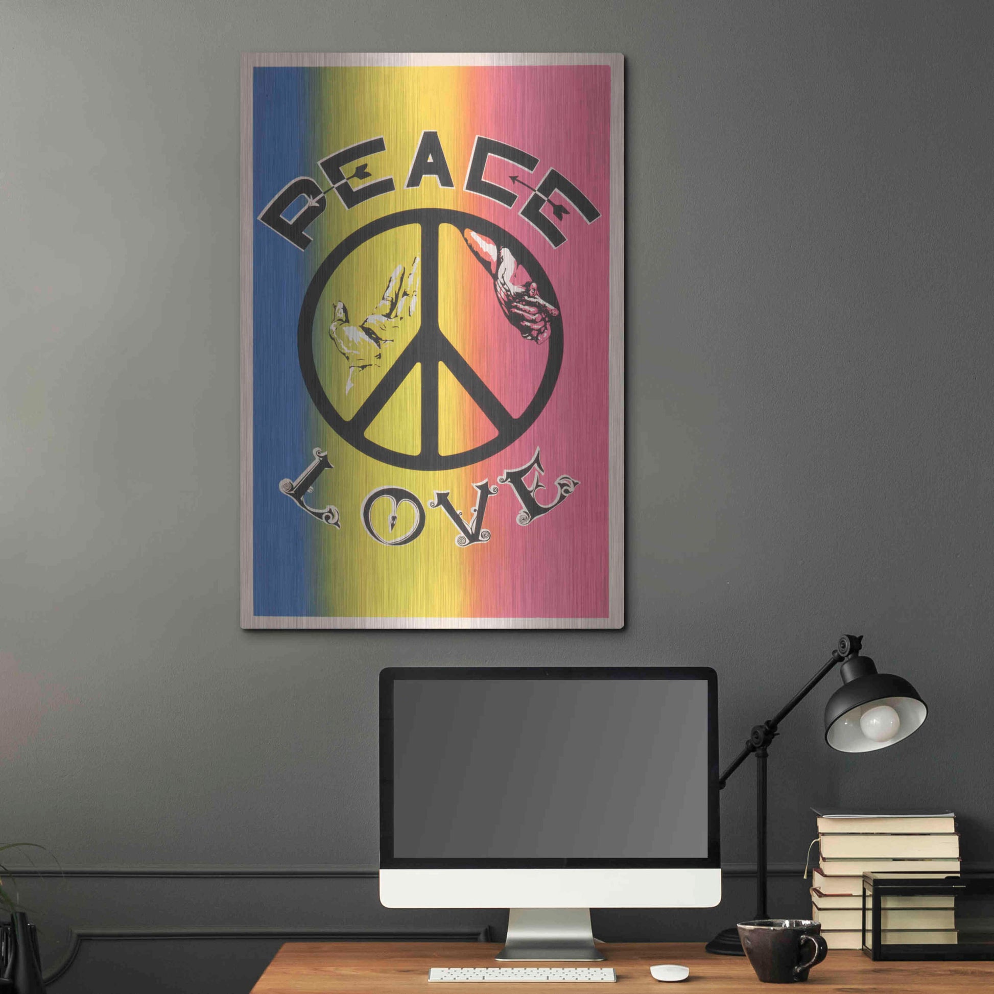 Luxe Metal Art 'Peace, Love' by Epic Portfolio, Metal Wall Art,24x36