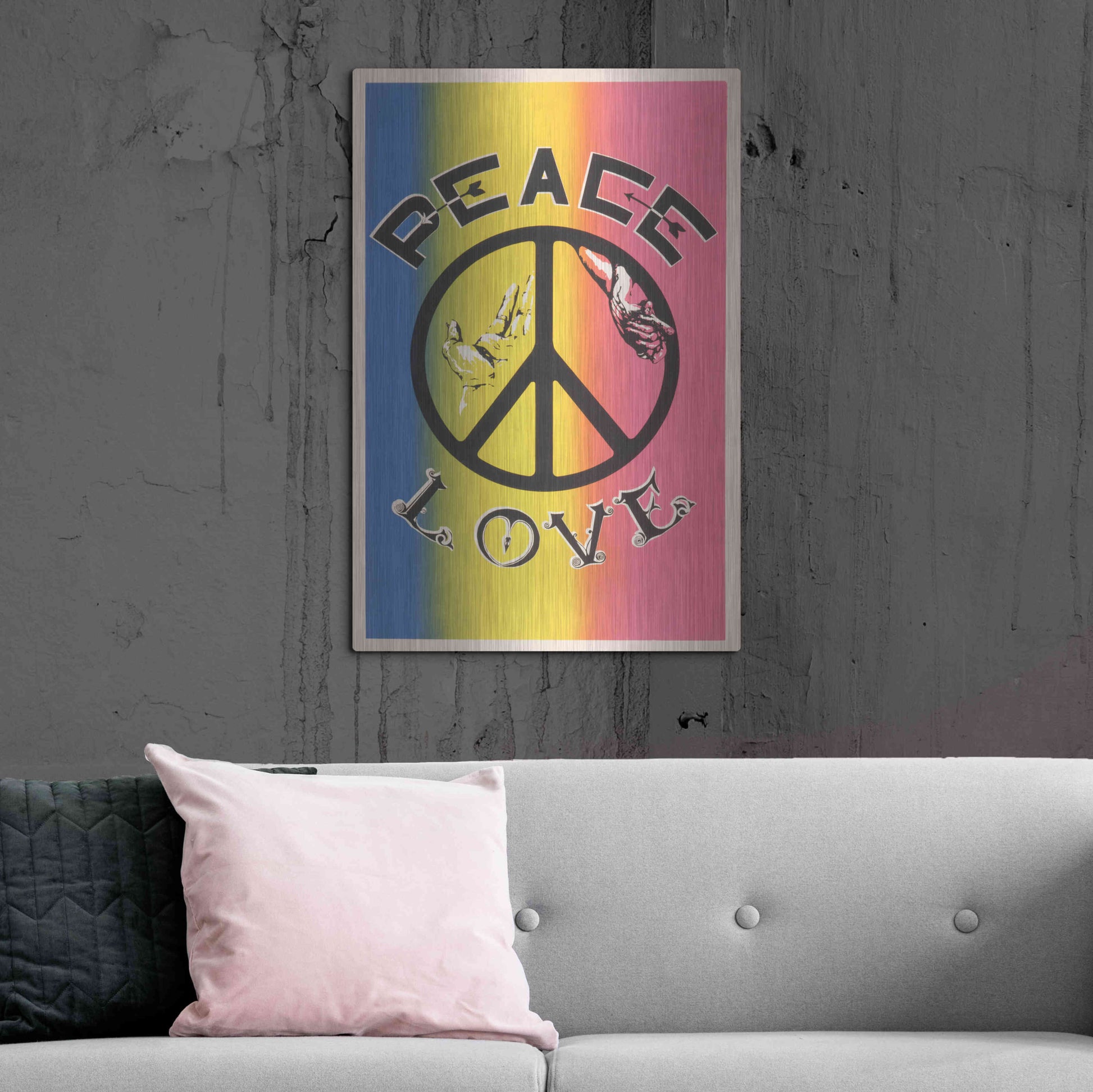 Luxe Metal Art 'Peace, Love' by Epic Portfolio, Metal Wall Art,24x36