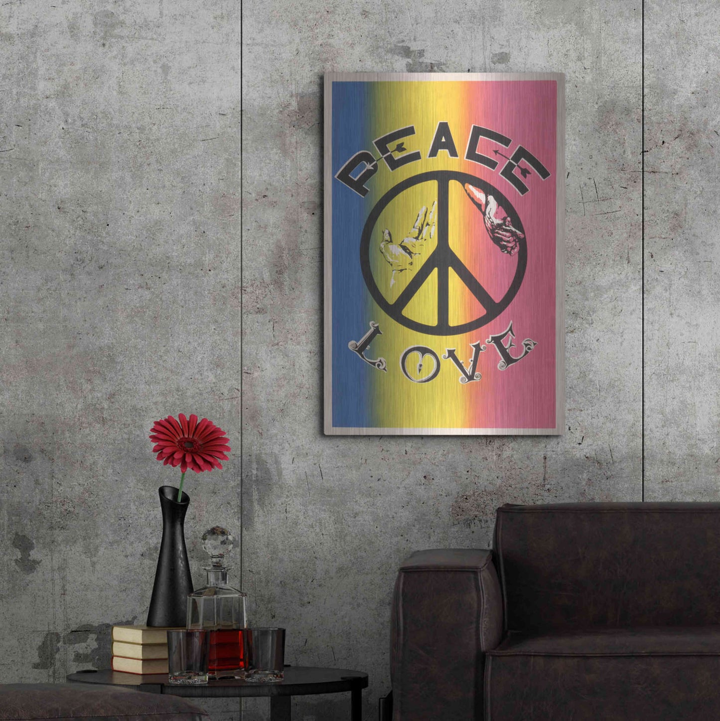Luxe Metal Art 'Peace, Love' by Epic Portfolio, Metal Wall Art,24x36