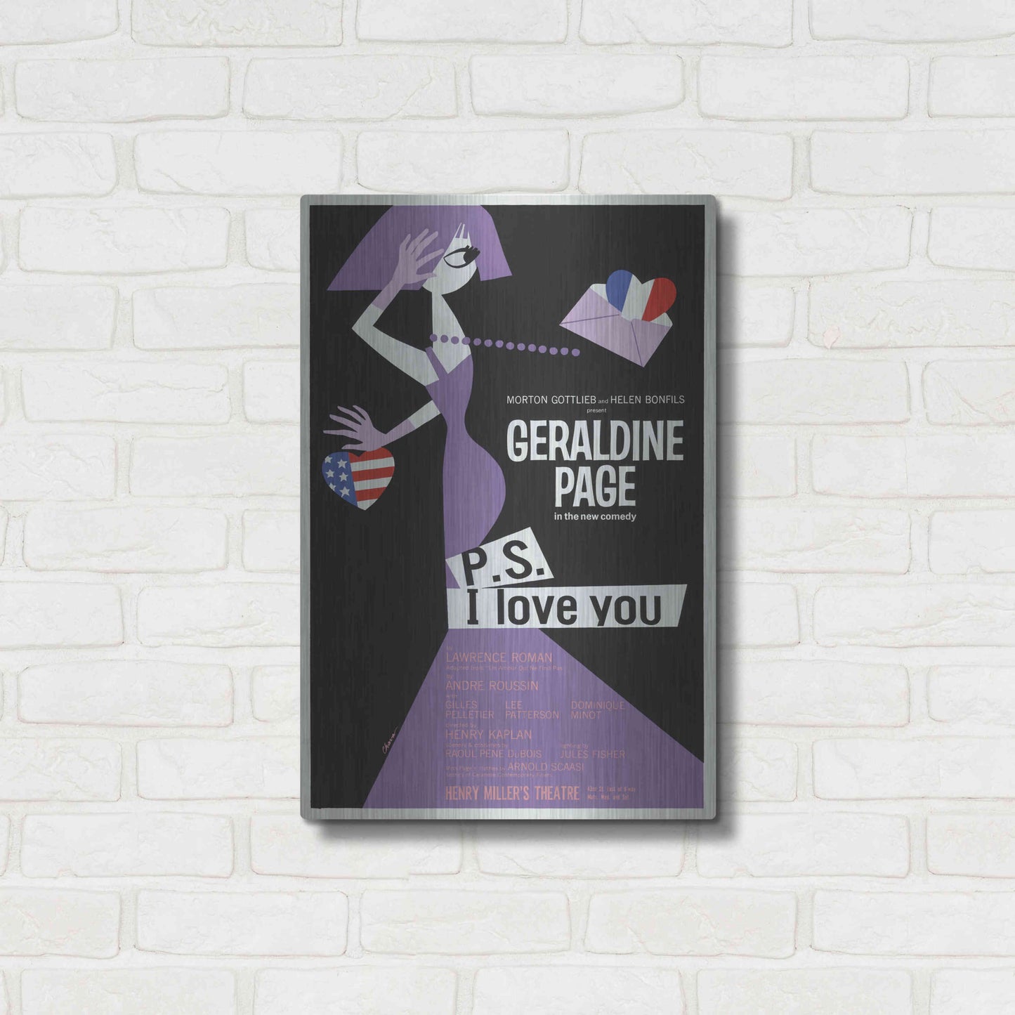 Luxe Metal Art 'P.S. I Love You' by Epic Portfolio, Metal Wall Art,16x24