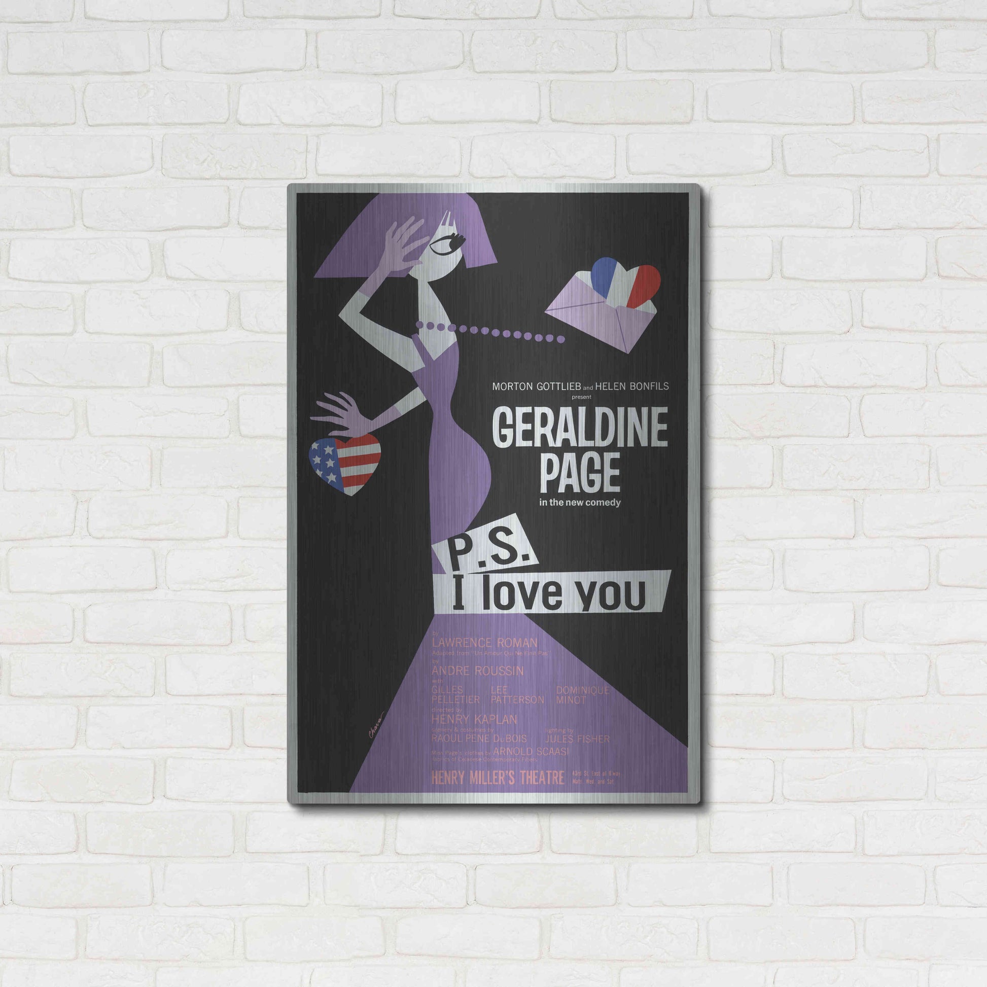 Luxe Metal Art 'P.S. I Love You' by Epic Portfolio, Metal Wall Art,24x36