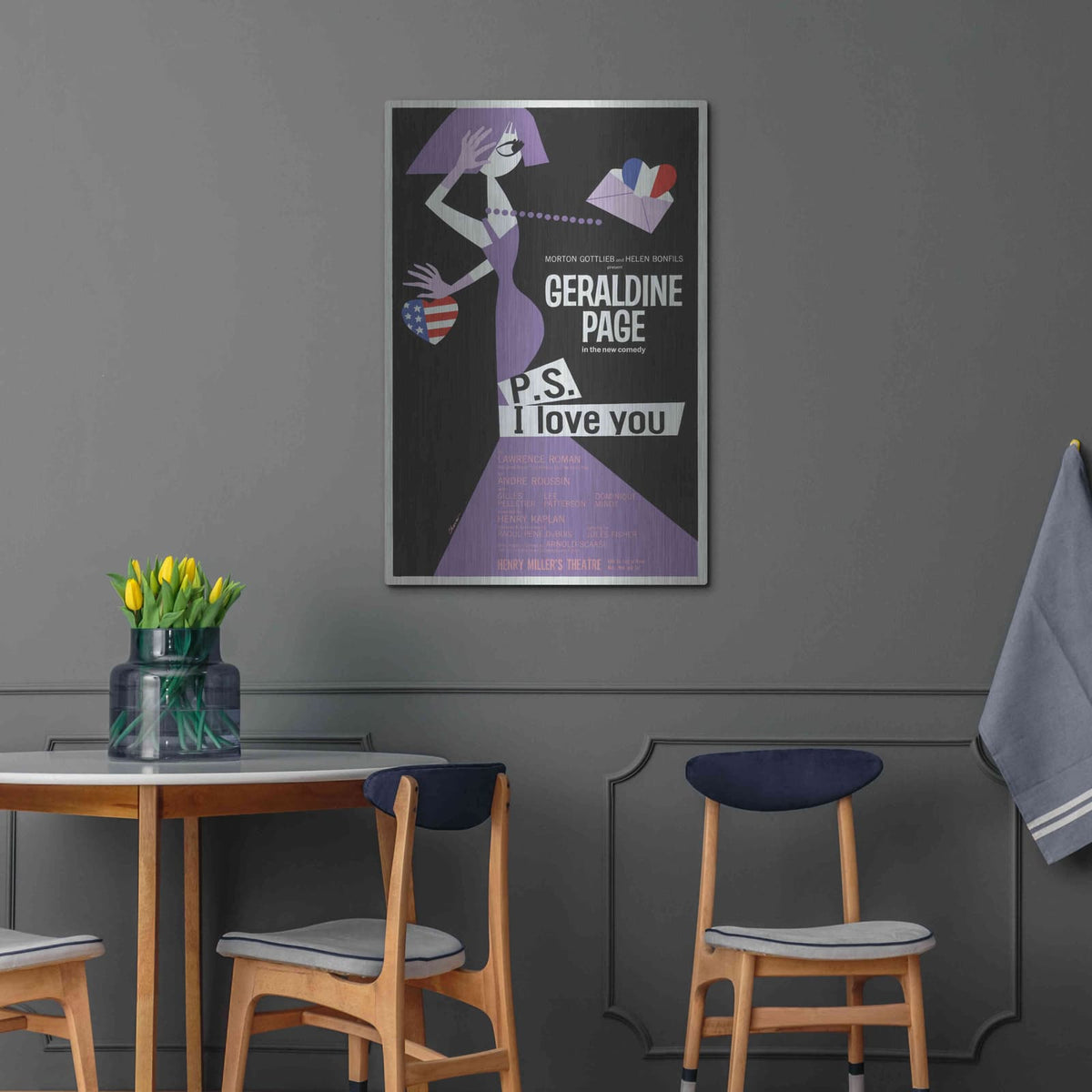 'P.S. I Love You' by Luxe Metal Portfolio – Metal Wall Art, 24x36 room view