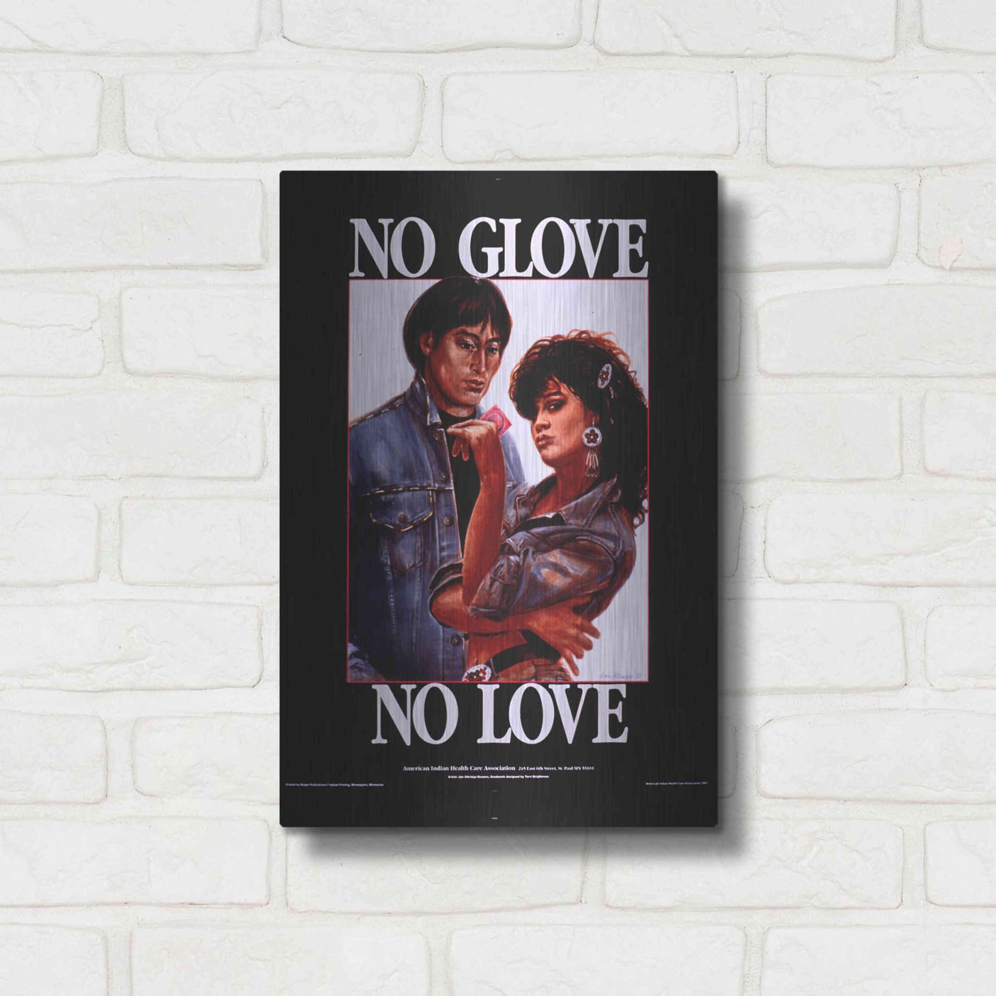 Luxe Metal Art 'No Glove No Love' by Epic Portfolio, Metal Wall Art,12x16