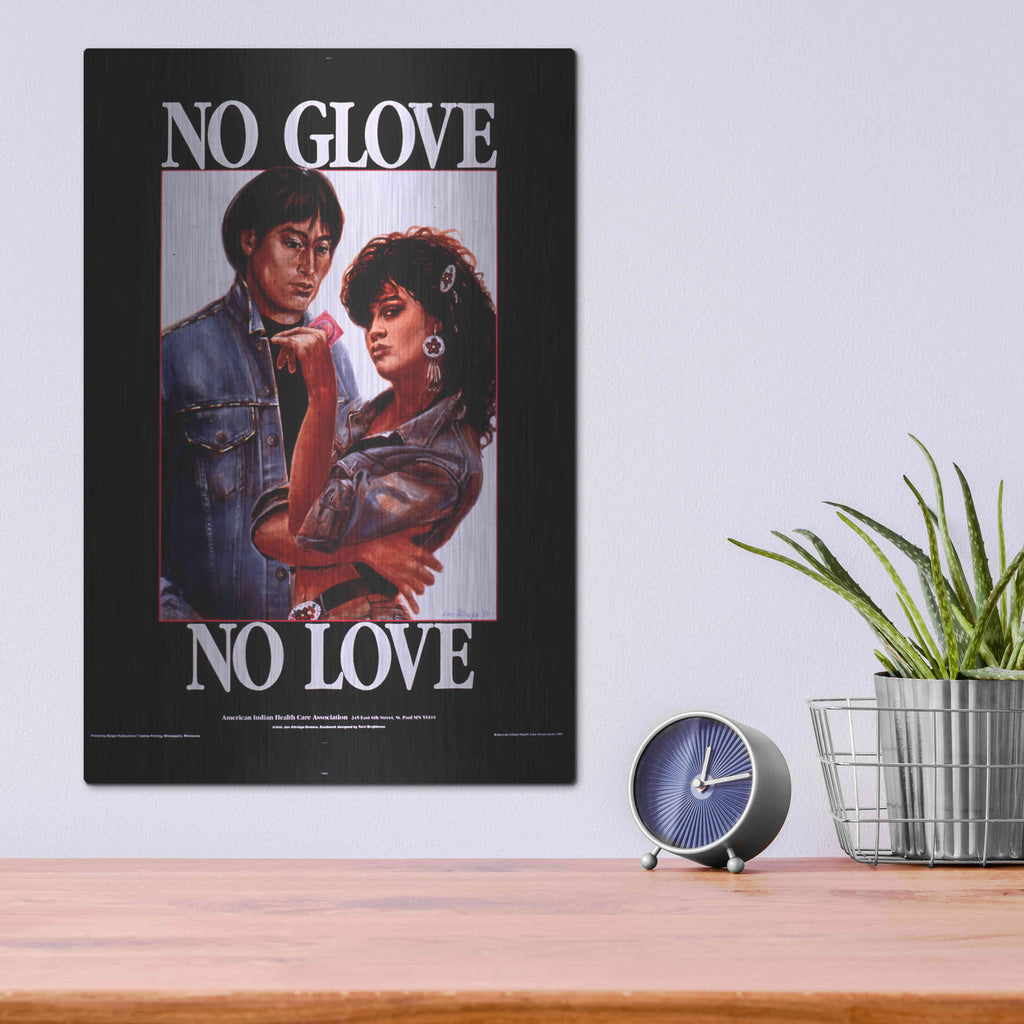 Luxe Metal Art 'No Glove No Love' by Epic Portfolio, Metal Wall Art,12x16