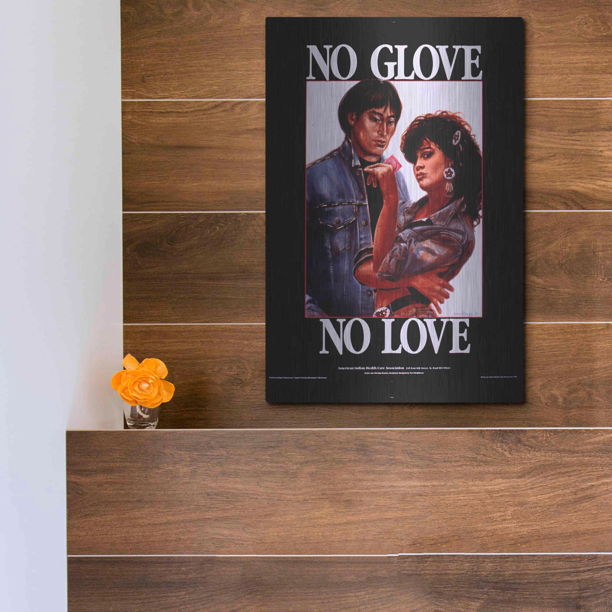Luxe Metal Art 'No Glove No Love' by Epic Portfolio, Metal Wall Art,12x16