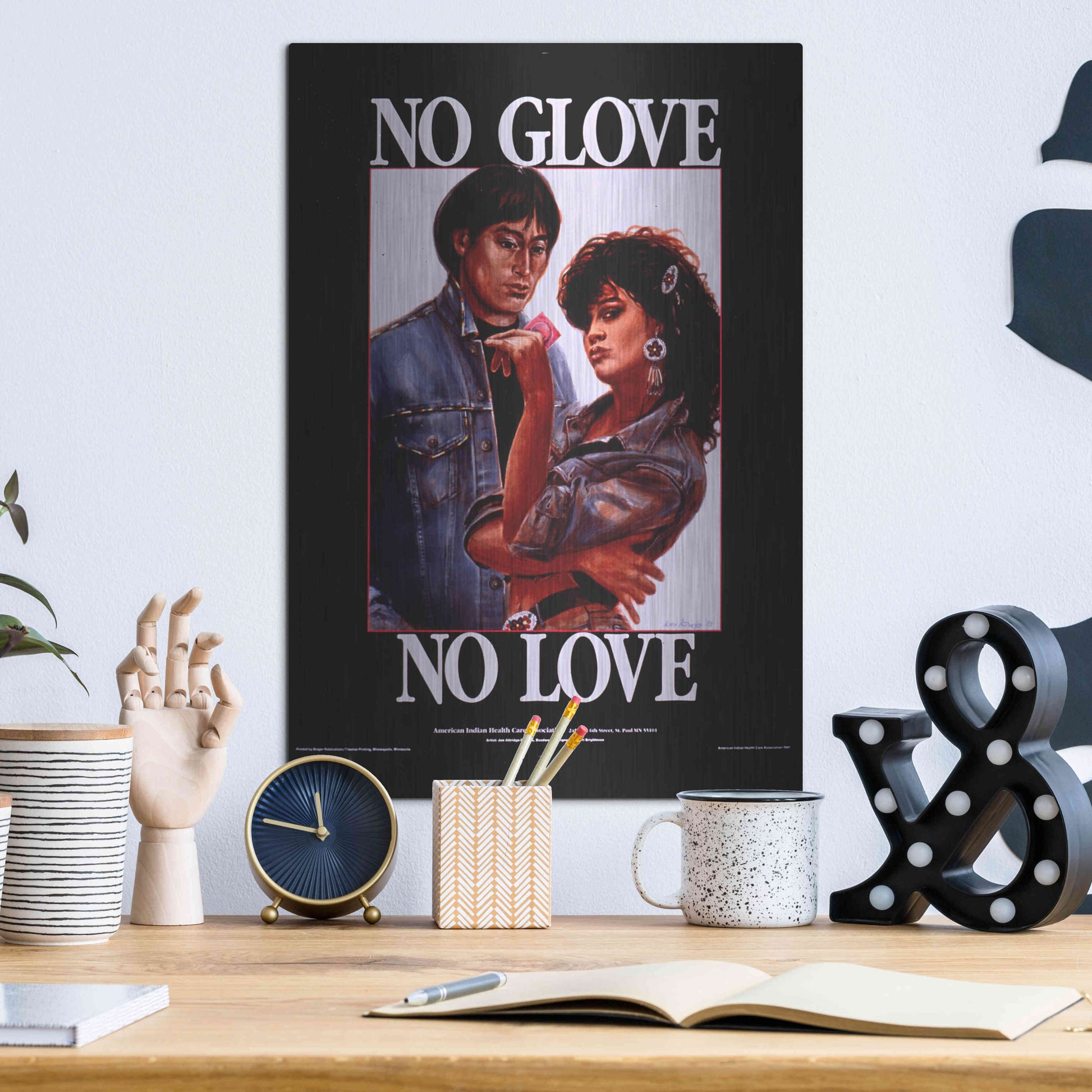 Luxe Metal Art 'No Glove No Love' by Epic Portfolio, Metal Wall Art,12x16
