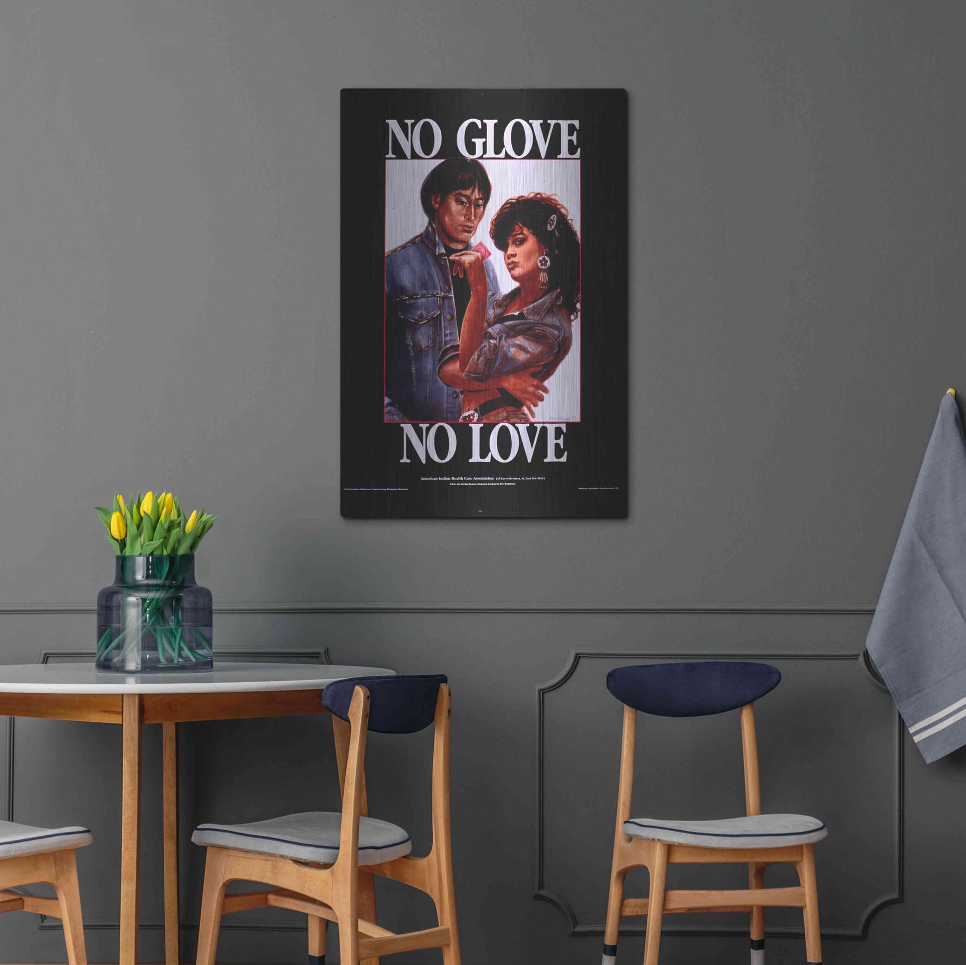 Luxe Metal Art 'No Glove No Love' by Epic Portfolio, Metal Wall Art,24x36