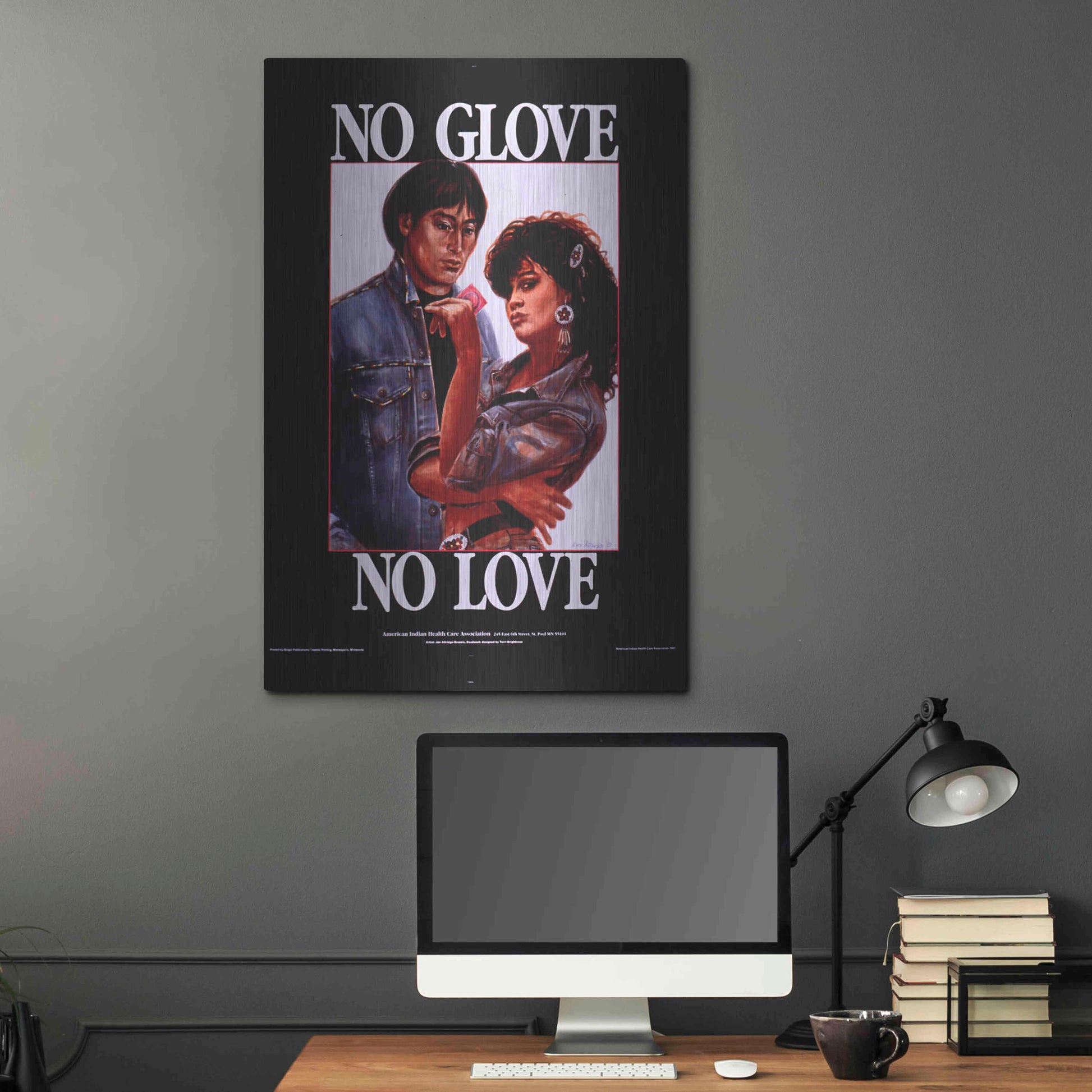 Luxe Metal Art 'No Glove No Love' by Epic Portfolio, Metal Wall Art,24x36