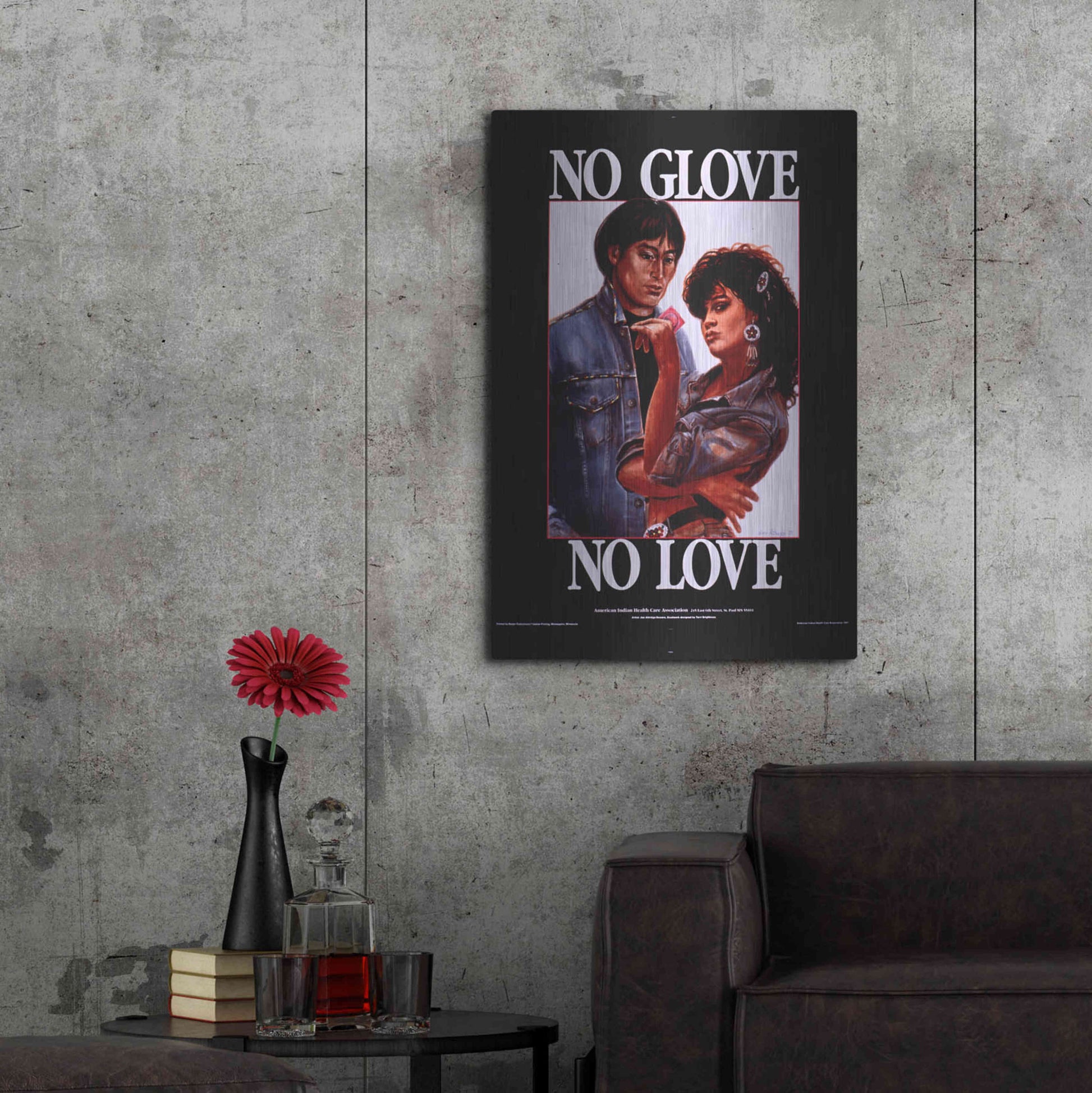 Luxe Metal Art 'No Glove No Love' by Epic Portfolio, Metal Wall Art,24x36