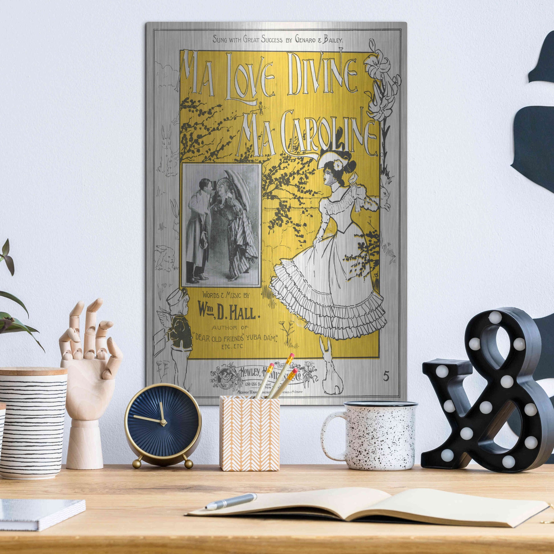 Luxe Metal Art 'Ma Love Divine, Ma Caroline (1899)' by Epic Portfolio, Metal Wall Art,12x16