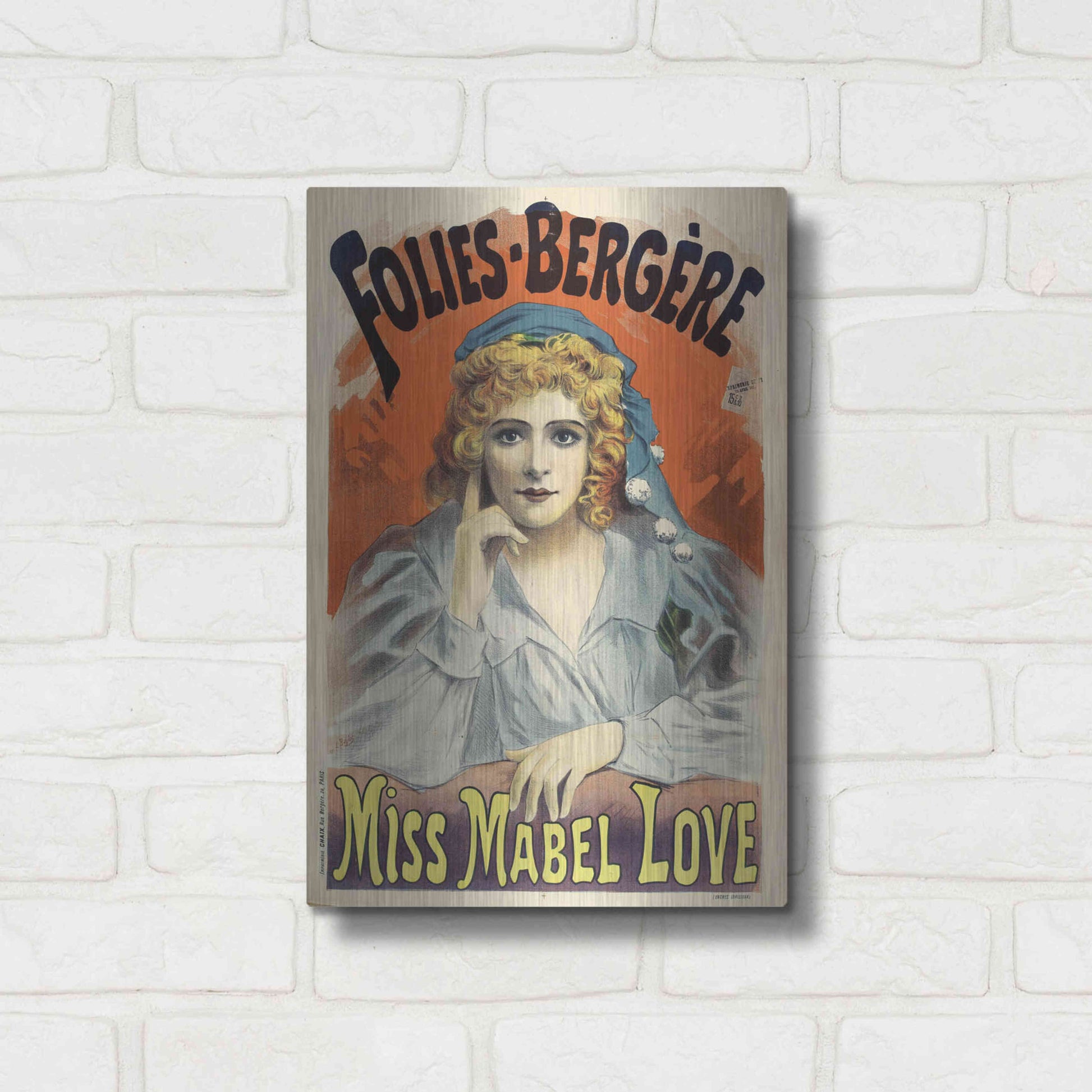 Luxe Metal Art 'Folies-Bergere,Miss Mabel Love (1895)' by Epic Portfolio, Metal Wall Art,12x16