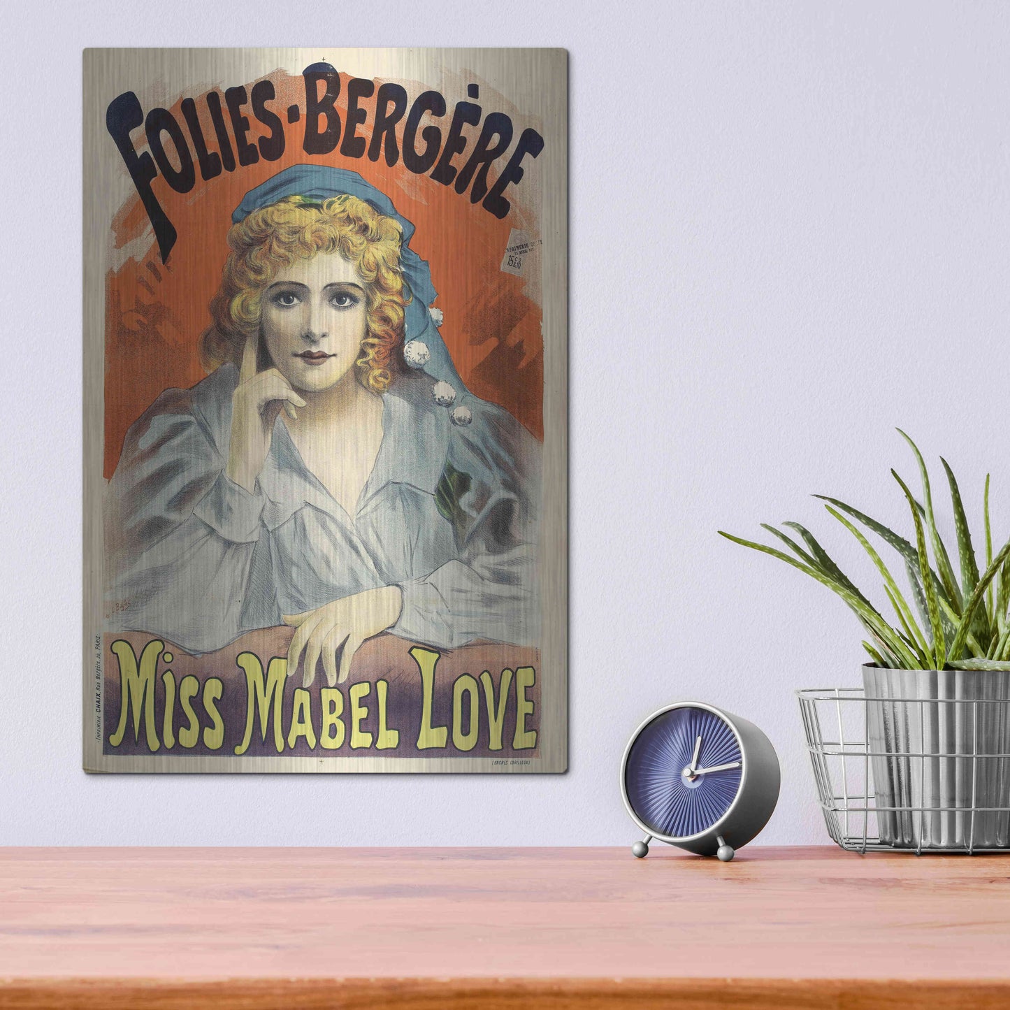 Luxe Metal Art 'Folies-Bergere,Miss Mabel Love (1895)' by Epic Portfolio, Metal Wall Art,12x16