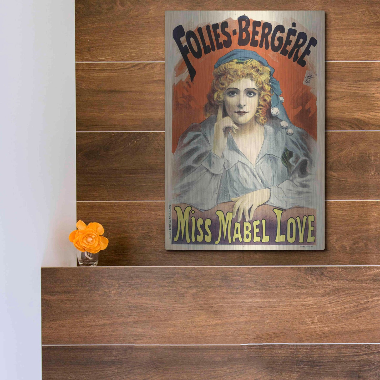 Luxe Metal Art 'Folies-Bergere,Miss Mabel Love (1895)' by Epic Portfolio, Metal Wall Art,12x16