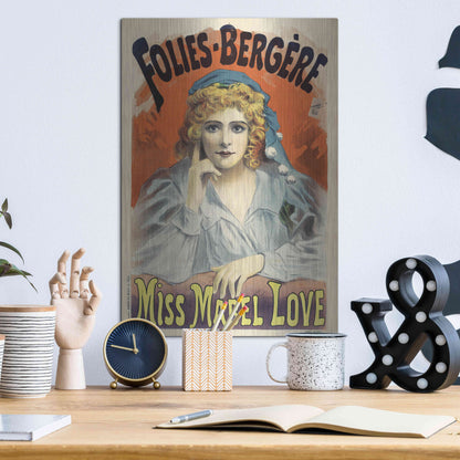 Luxe Metal Art 'Folies-Bergere,Miss Mabel Love (1895)' by Epic Portfolio, Metal Wall Art,12x16