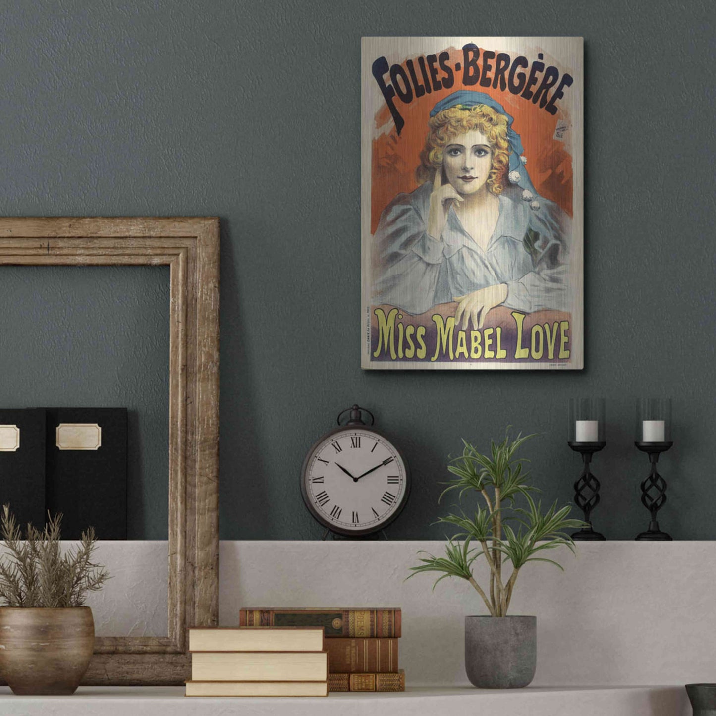 Luxe Metal Art 'Folies-Bergere,Miss Mabel Love (1895)' by Epic Portfolio, Metal Wall Art,12x16