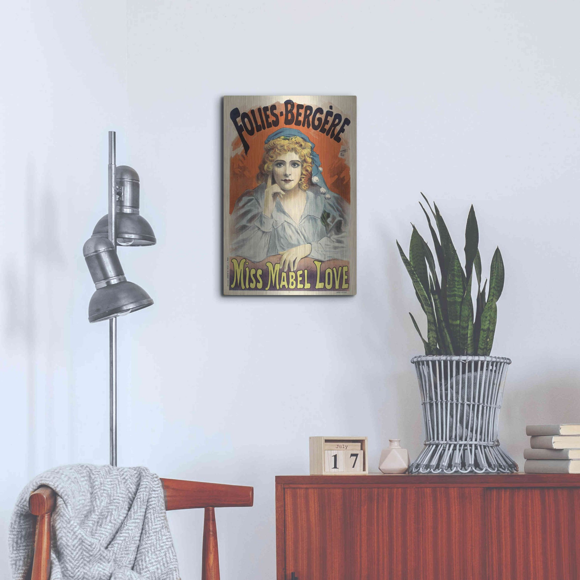 Luxe Metal Art 'Folies-Bergere,Miss Mabel Love (1895)' by Epic Portfolio, Metal Wall Art,16x24