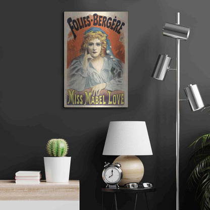 Luxe Metal Art 'Folies-Bergere,Miss Mabel Love (1895)' by Epic Portfolio, Metal Wall Art,16x24