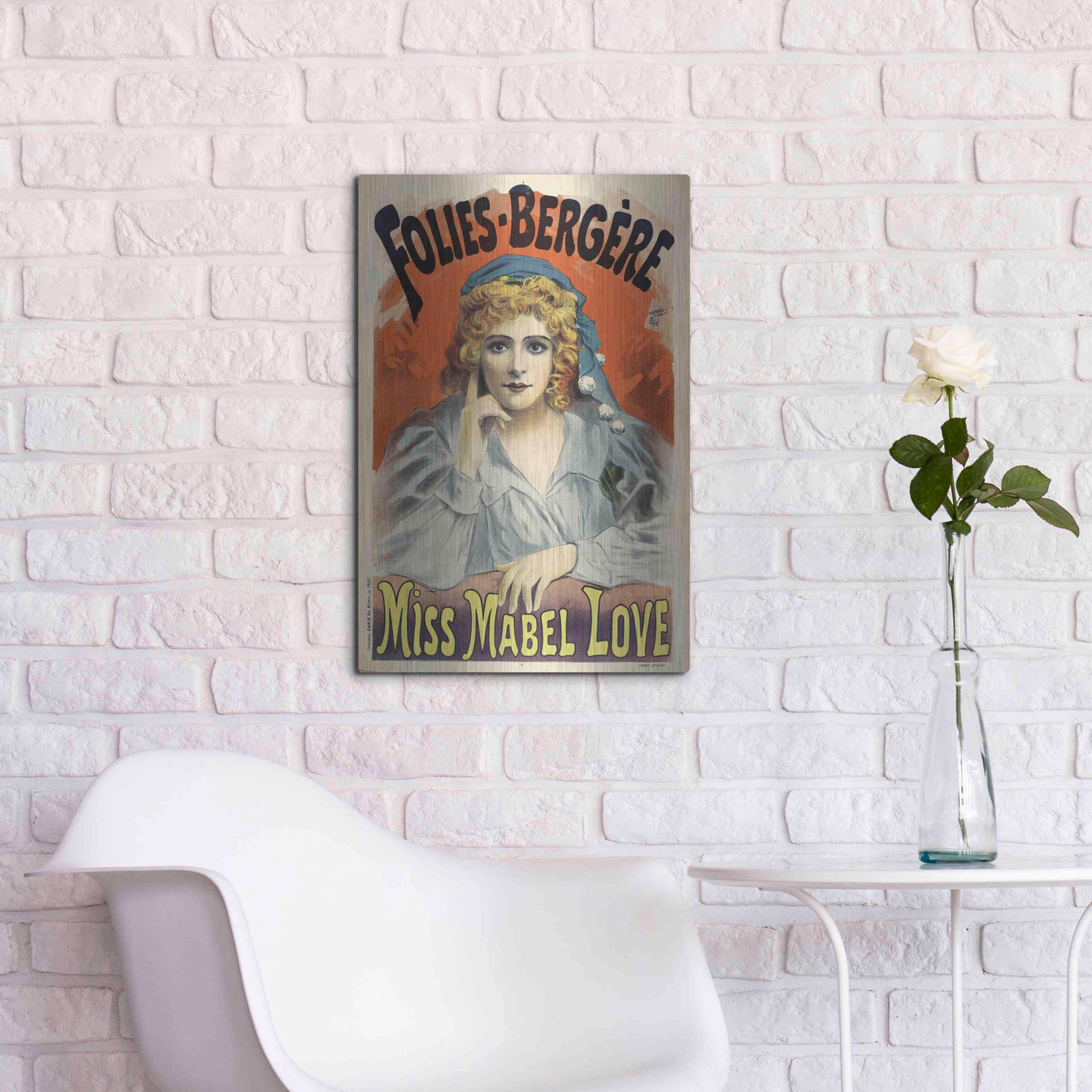 Luxe Metal Art 'Folies-Bergere,Miss Mabel Love (1895)' by Epic Portfolio, Metal Wall Art,16x24