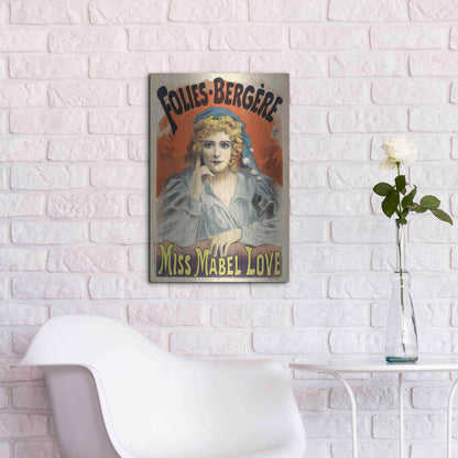 Luxe Metal Art 'Folies-Bergere,Miss Mabel Love (1895)' by Epic Portfolio, Metal Wall Art,16x24