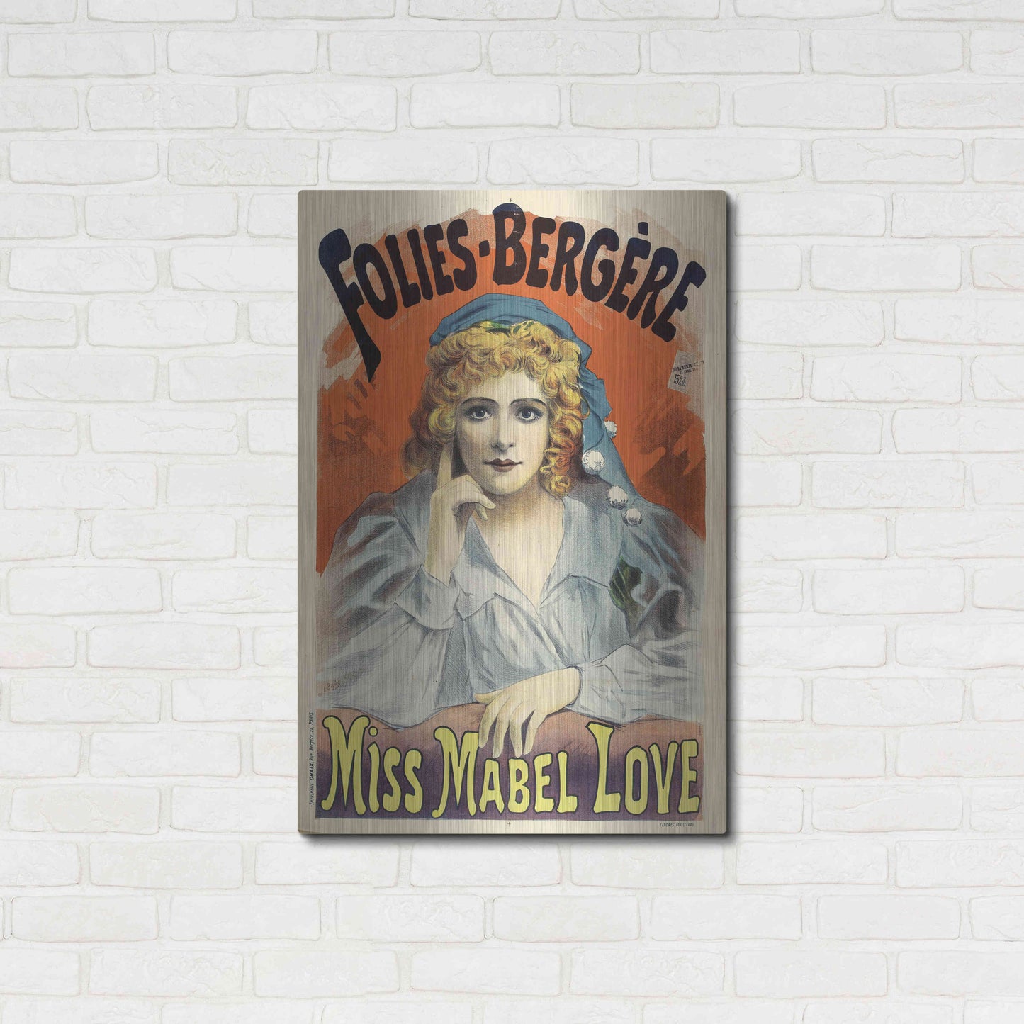 Luxe Metal Art 'Folies-Bergere,Miss Mabel Love (1895)' by Epic Portfolio, Metal Wall Art,24x36