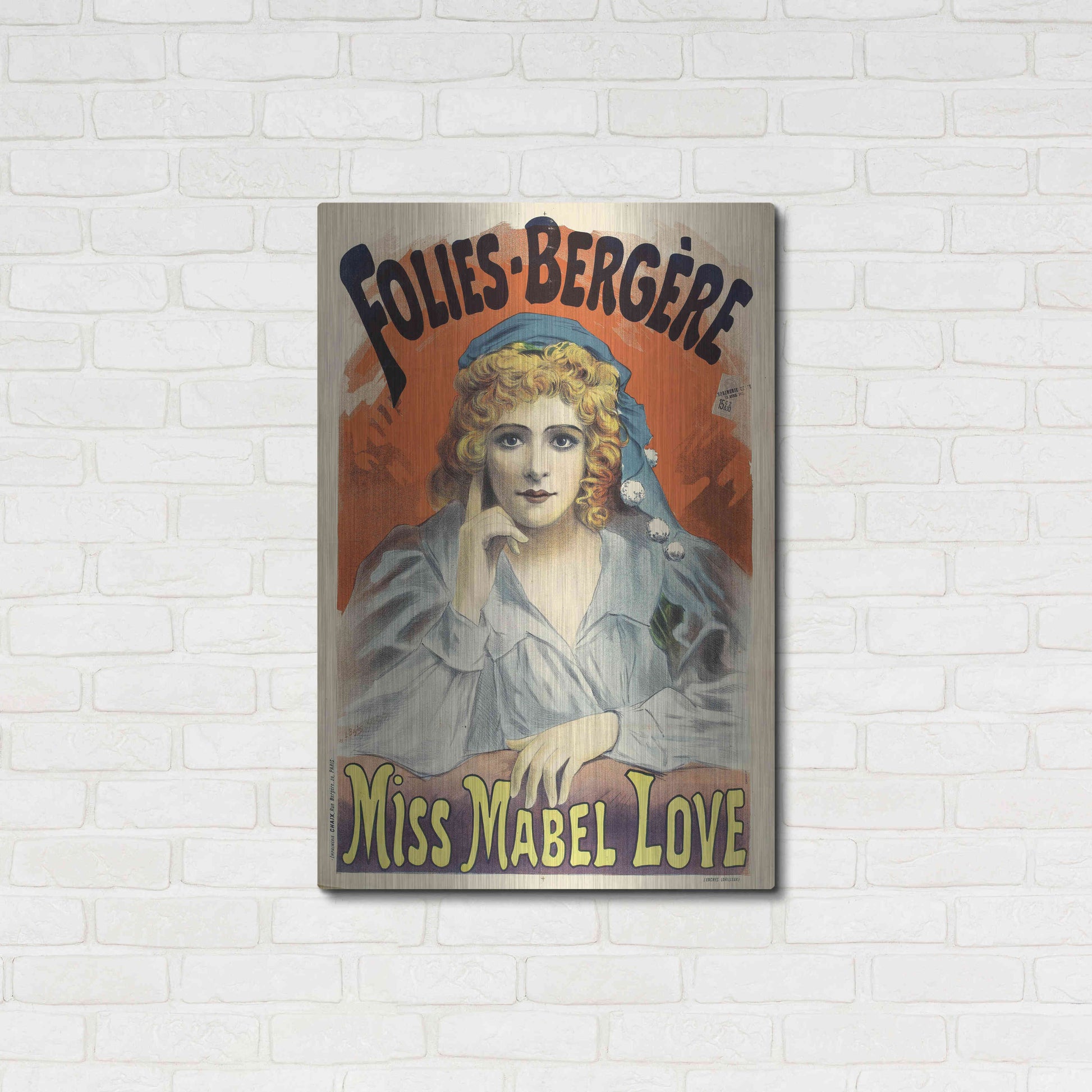 Luxe Metal Art 'Folies-Bergere,Miss Mabel Love (1895)' by Epic Portfolio, Metal Wall Art,24x36