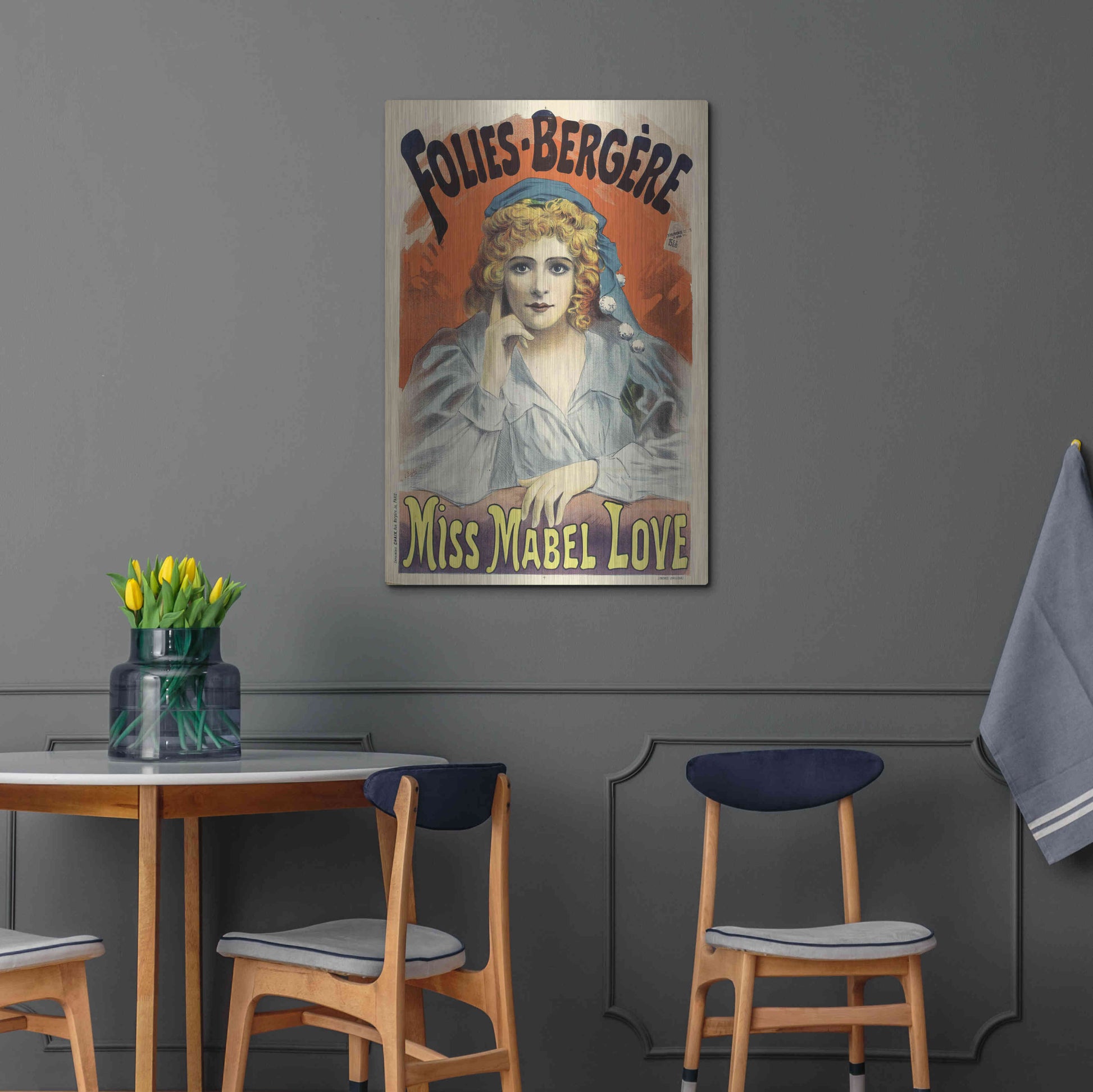 Luxe Metal Art 'Folies-Bergere,Miss Mabel Love (1895)' by Epic Portfolio, Metal Wall Art,24x36