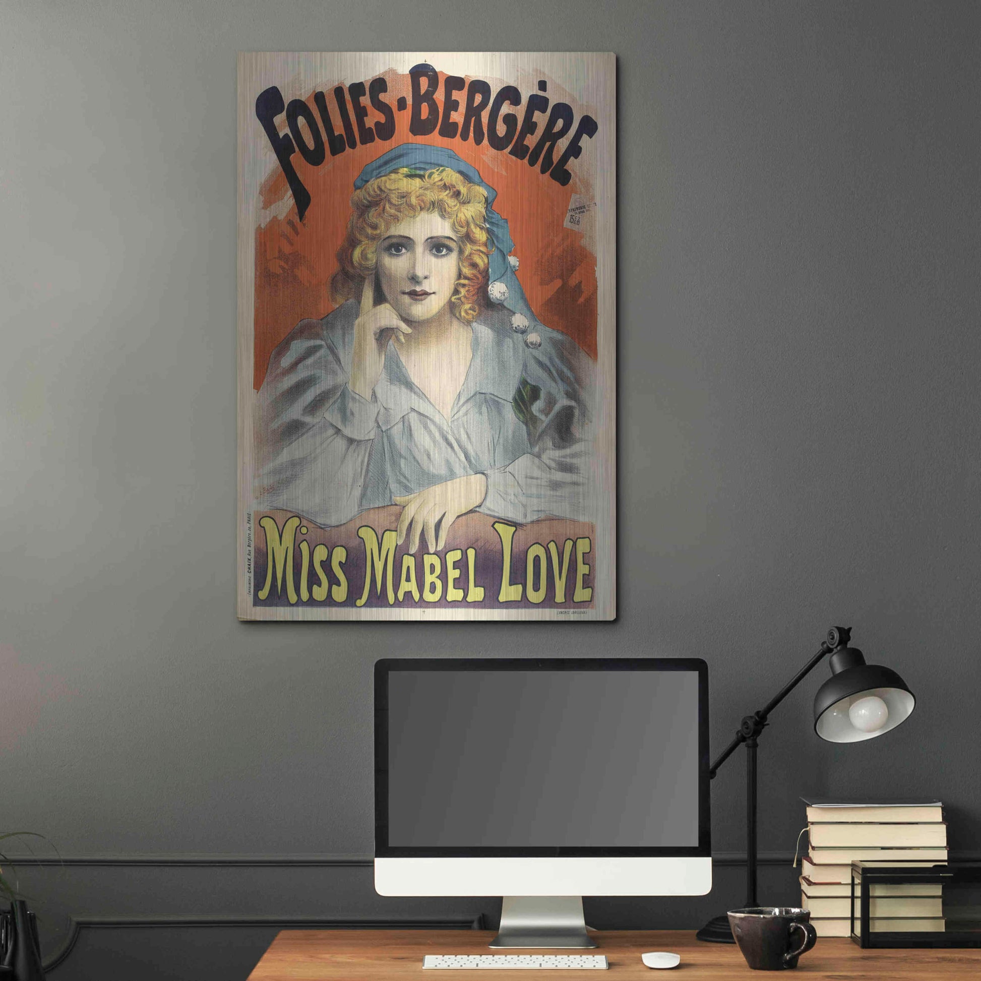 Luxe Metal Art 'Folies-Bergere,Miss Mabel Love (1895)' by Epic Portfolio, Metal Wall Art,24x36
