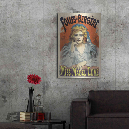 Luxe Metal Art 'Folies-Bergere,Miss Mabel Love (1895)' by Epic Portfolio, Metal Wall Art,24x36