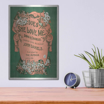 Luxe Metal Art 'Does She Love Me (1899)' by Epic Portfolio, Metal Wall Art,12x16