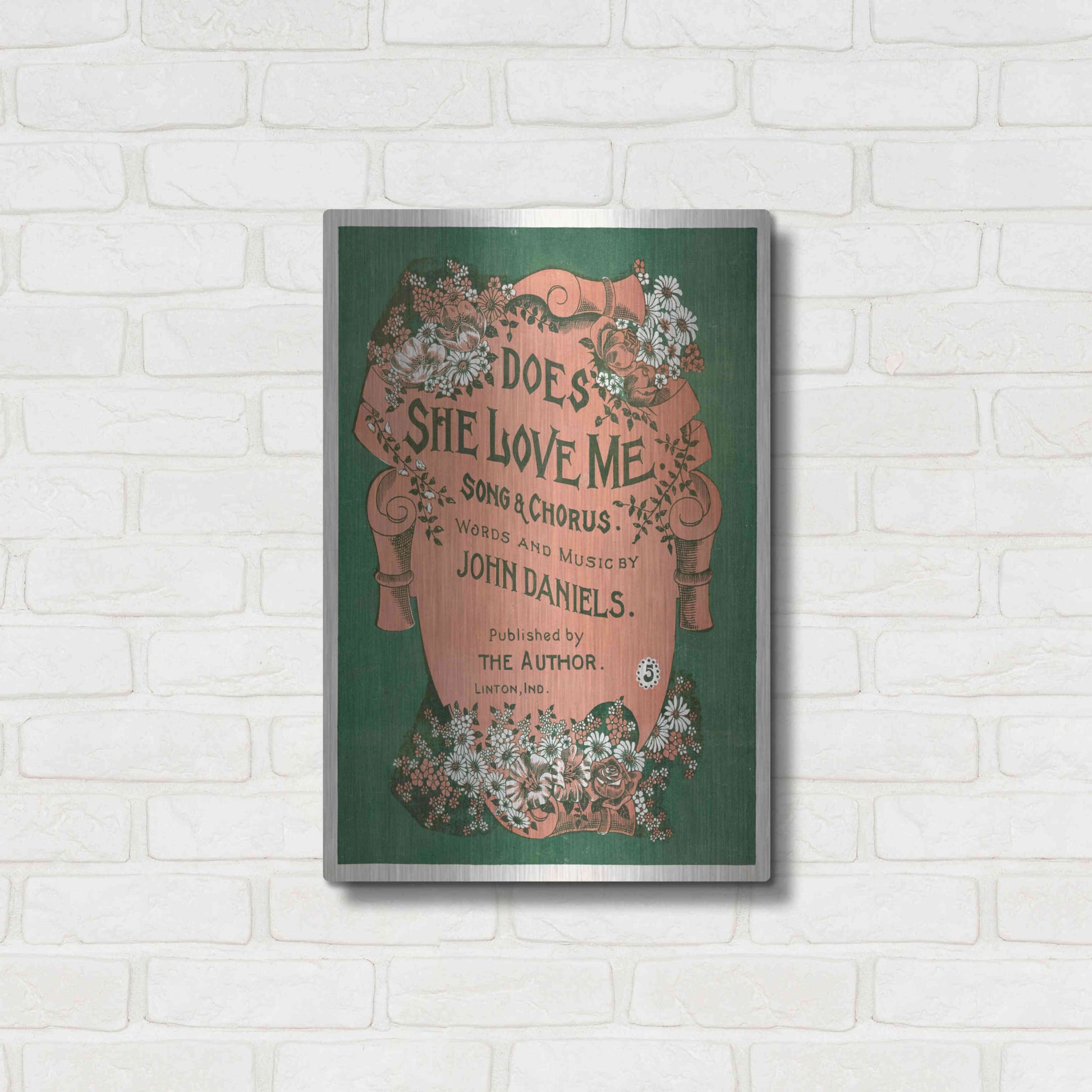 Luxe Metal Art 'Does She Love Me (1899)' by Epic Portfolio, Metal Wall Art,16x24