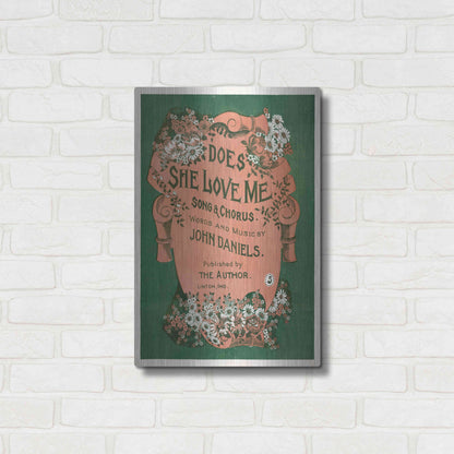 Luxe Metal Art 'Does She Love Me (1899)' by Epic Portfolio, Metal Wall Art,16x24
